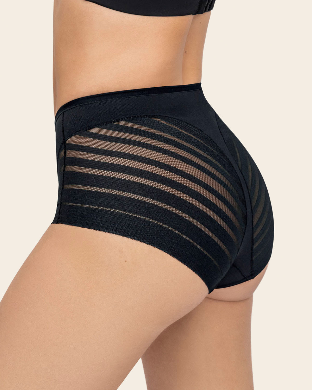 High Profile Bra + Stripe Undetectable Panty in Black