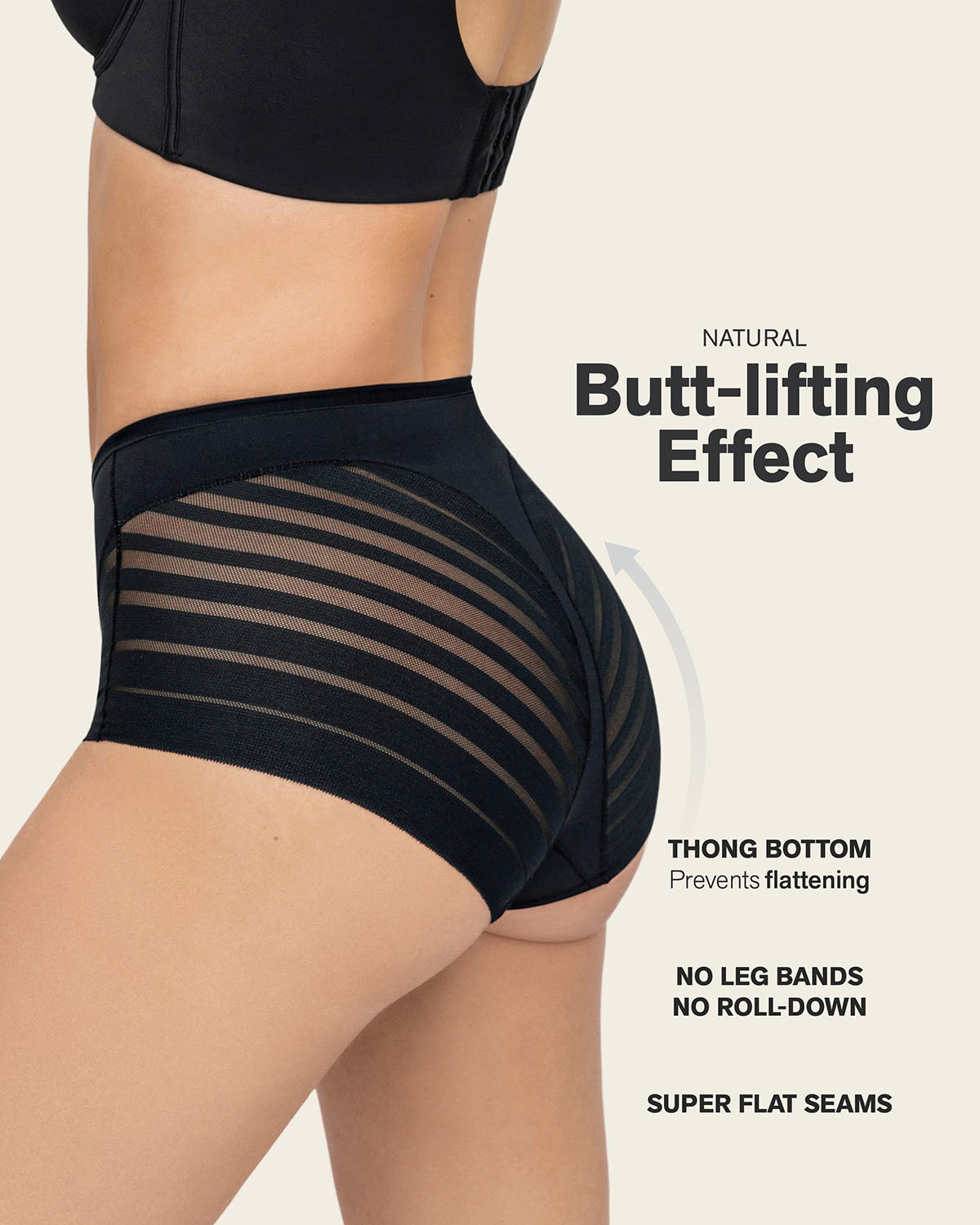 PowerStay Short & Stripe Undetectable Panty Bundle in Black