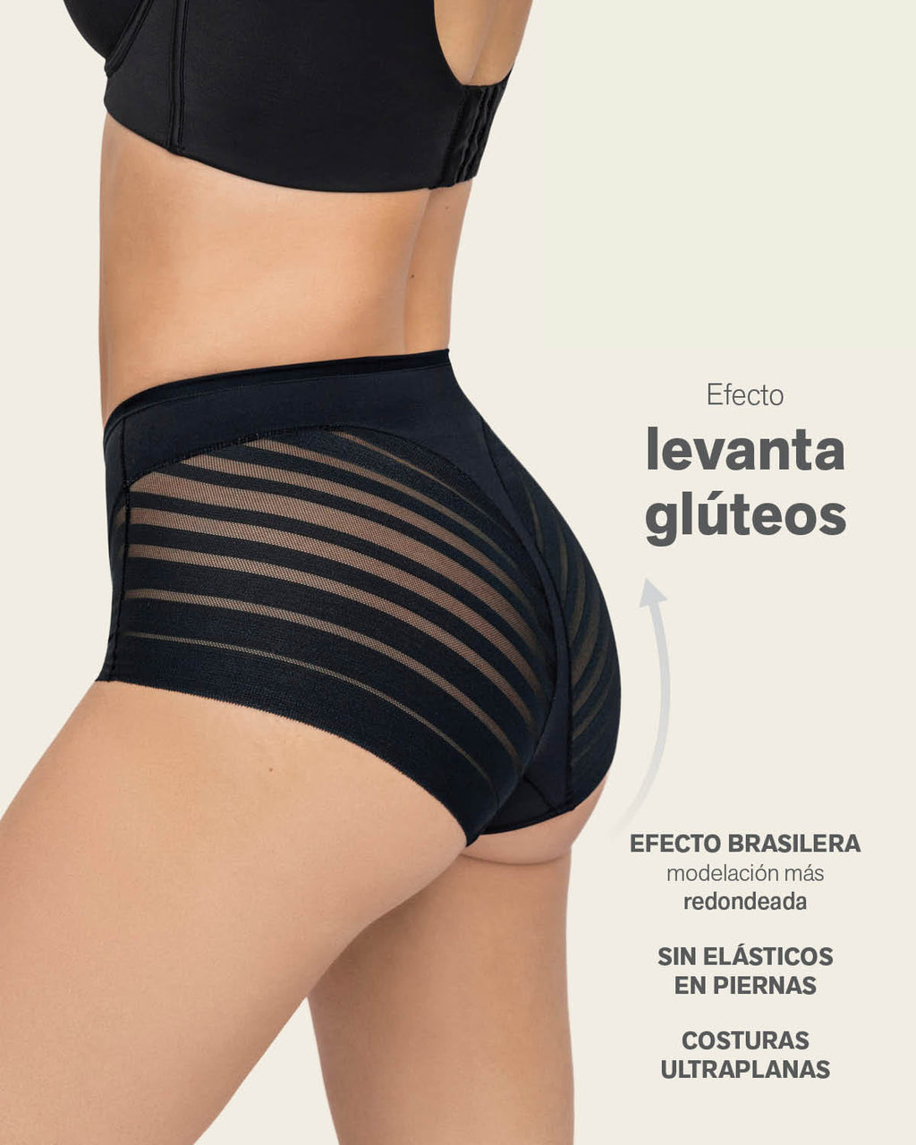 High Profile Bra + Stripe Undetectable Panty in Black