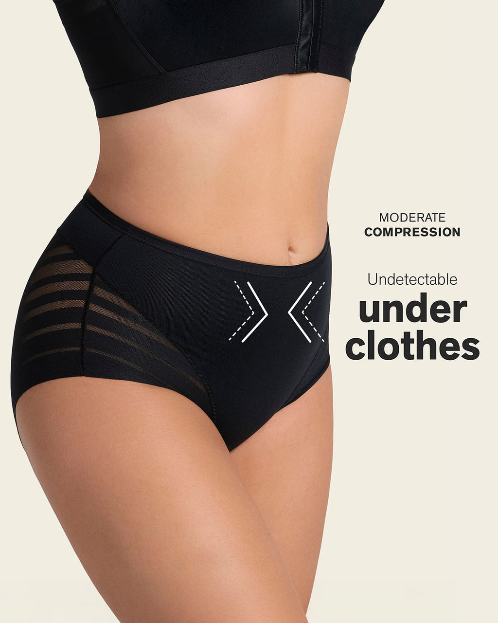 Everyday Bra + Stripe Undetectable Shaper Panty in Black