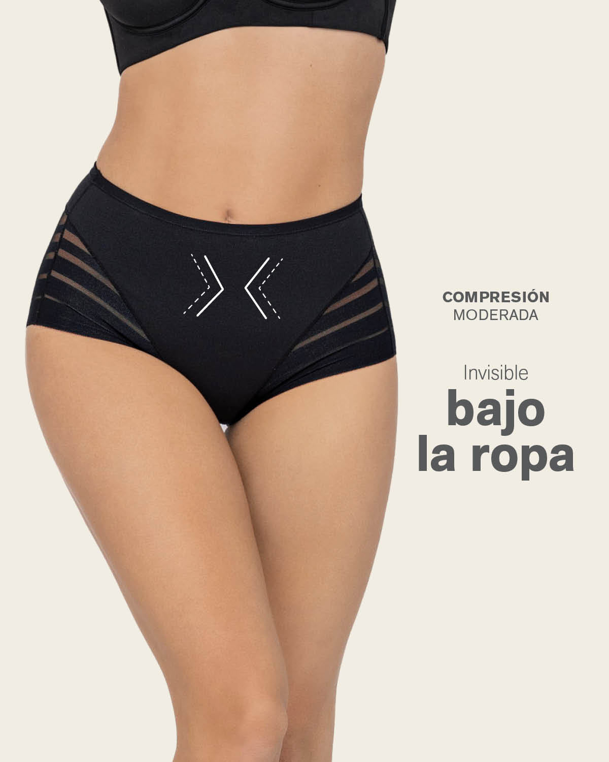 High Profile Bra + Stripe Undetectable Panty in Black