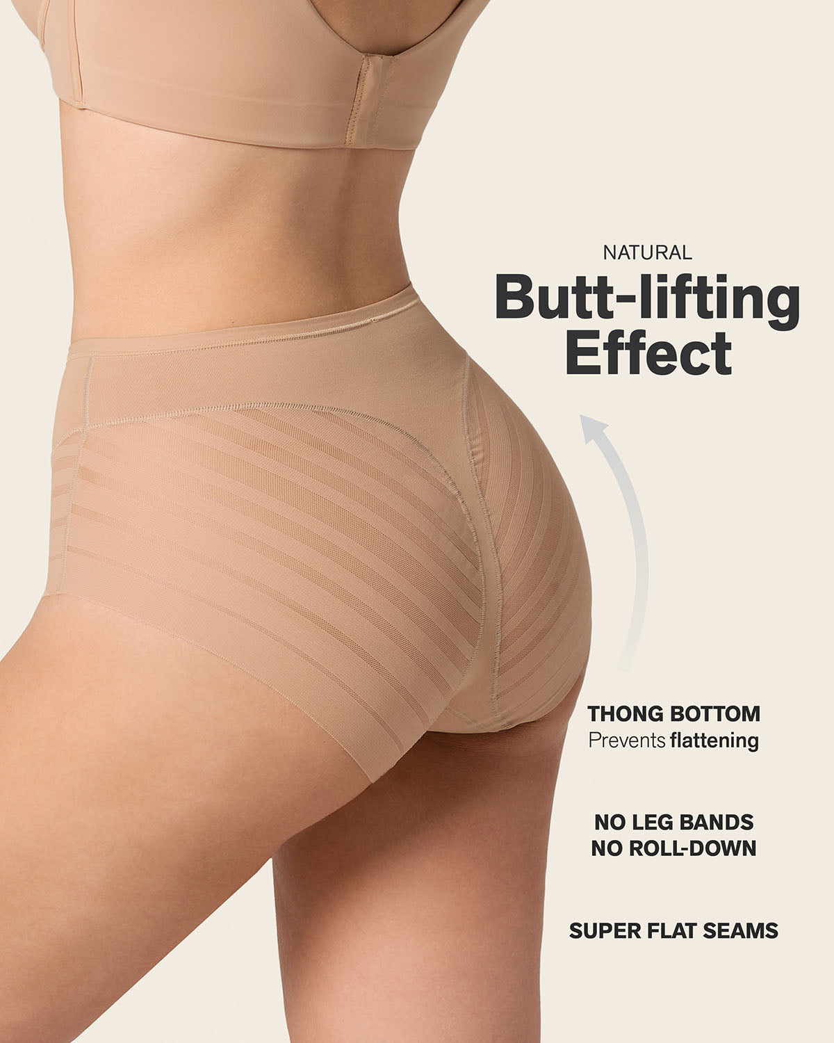 High Profile Bra + Stripe Undetectable Panty in Golden Beige