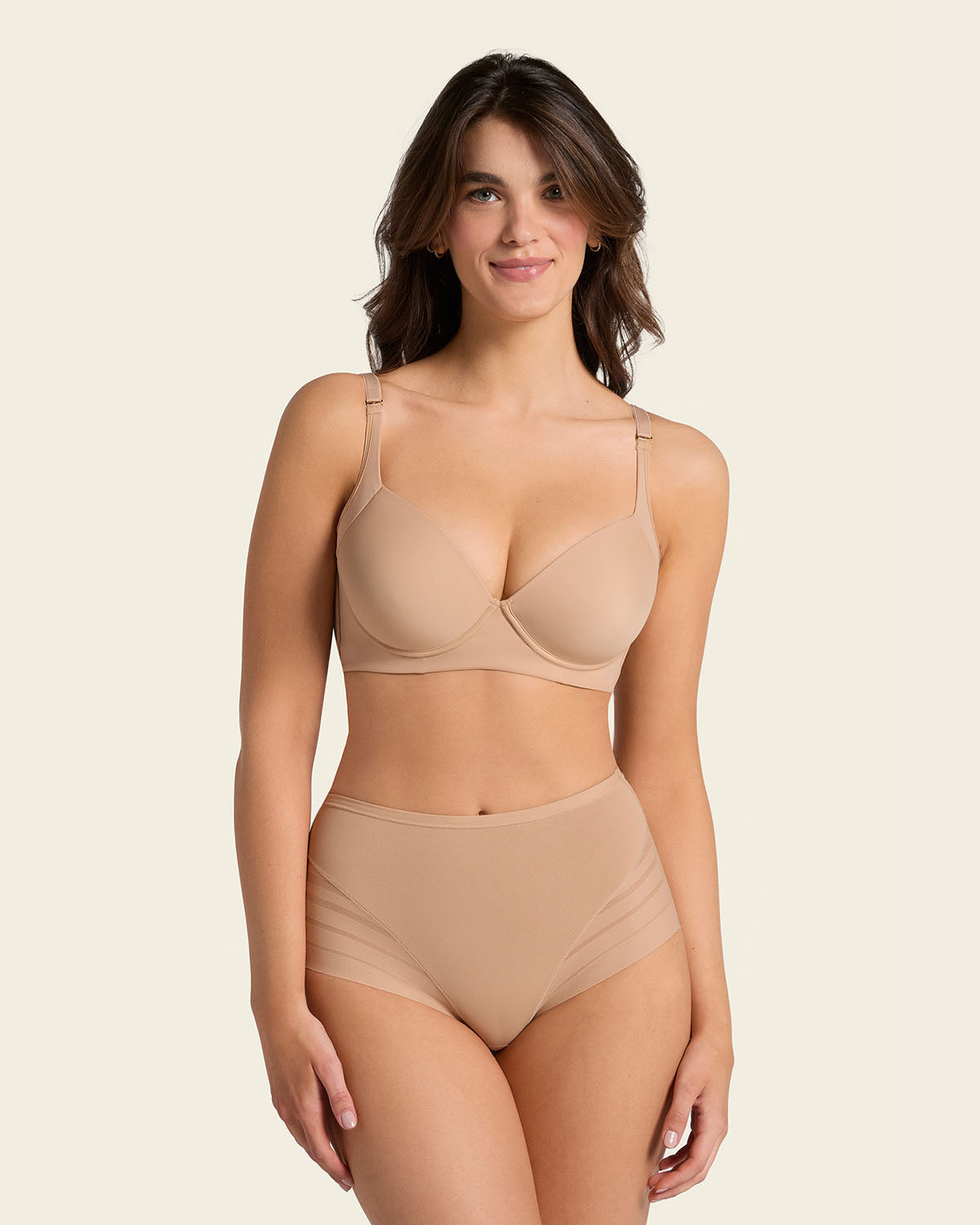 Everyday Bra + Stripe Undetectable Shaper Panty in Golden Beige