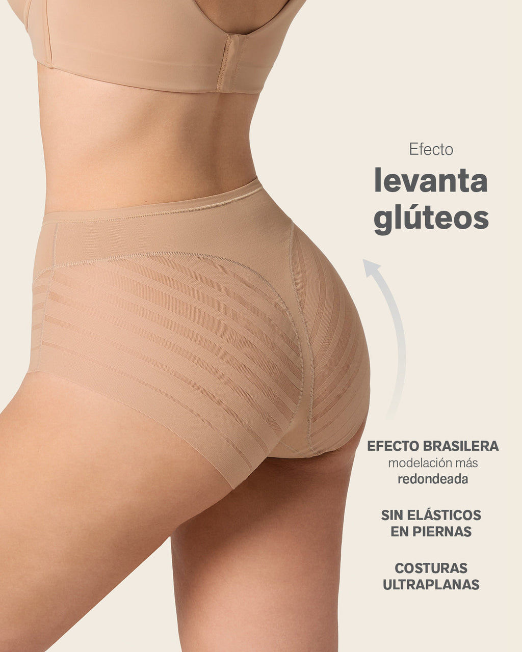 High Profile Bra + Stripe Undetectable Panty in Golden Beige