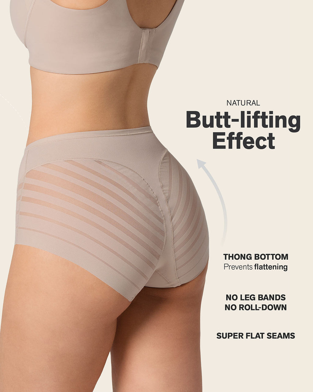 High Profile Bra + Stripe Undetectable Panty in Nude