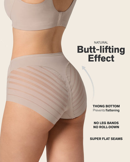 High Profile Bra + Stripe Undetectable Panty in Nude