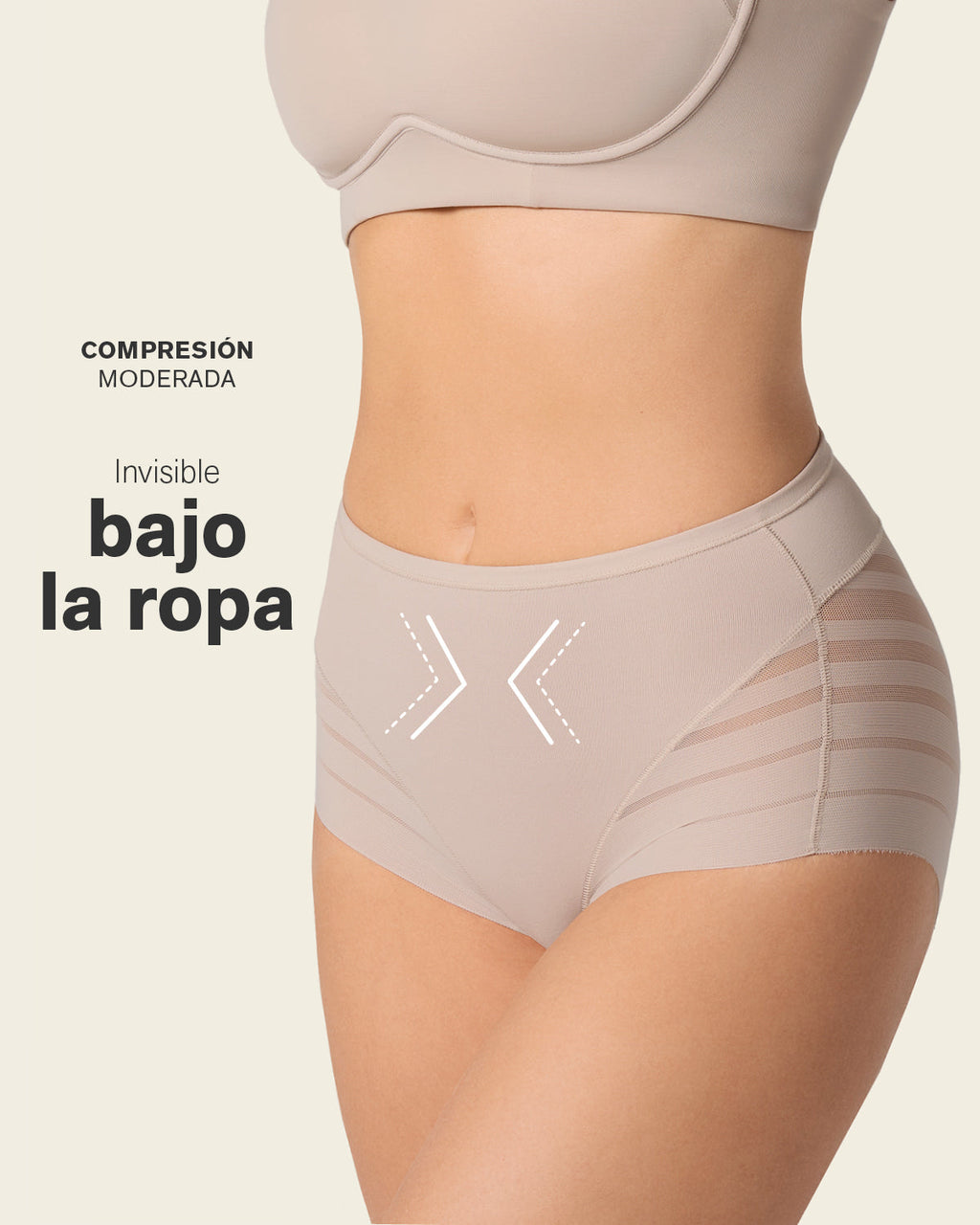 High Profile Bra + Stripe Undetectable Panty in Nude