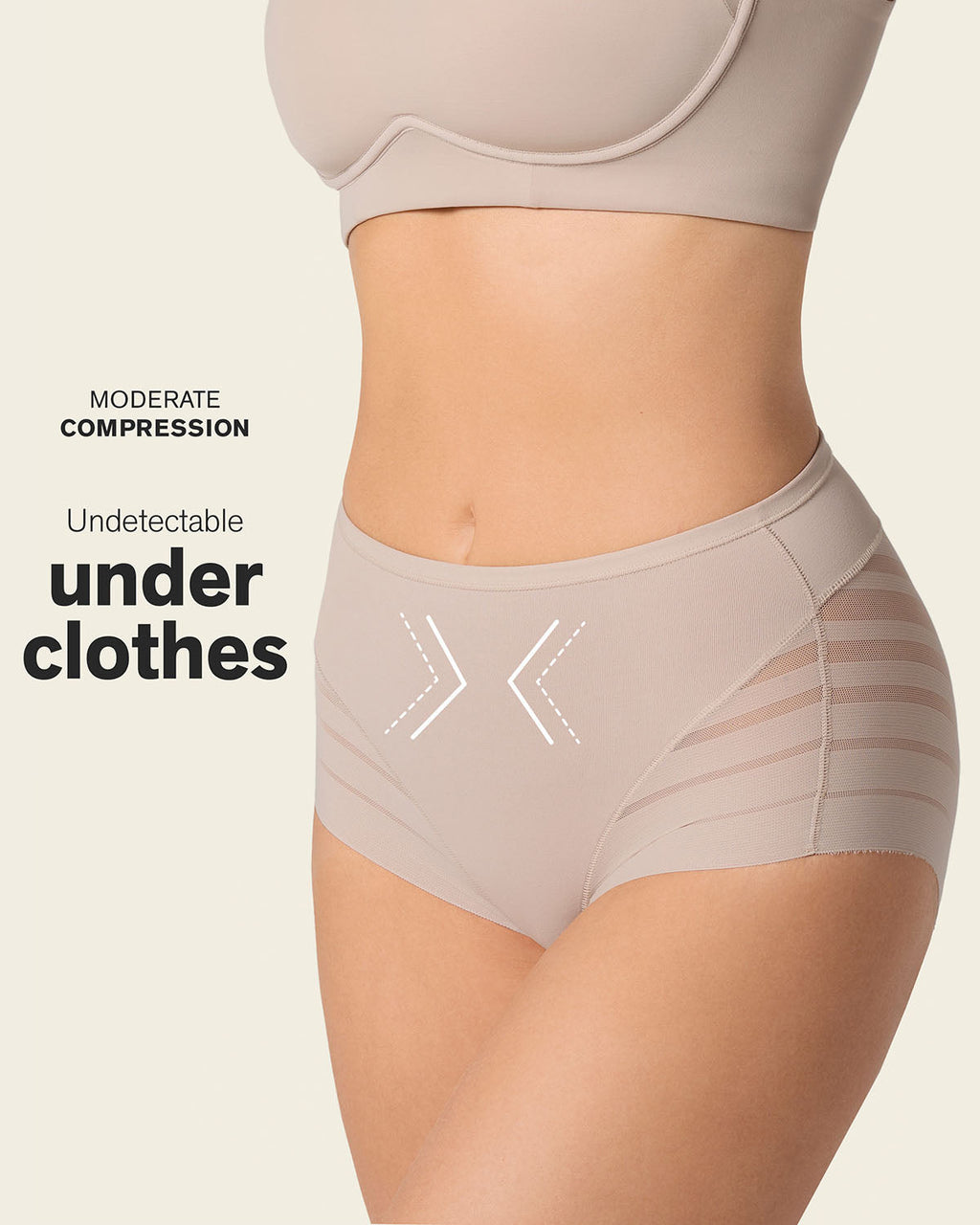 High Profile Bra + Stripe Undetectable Panty in Nude
