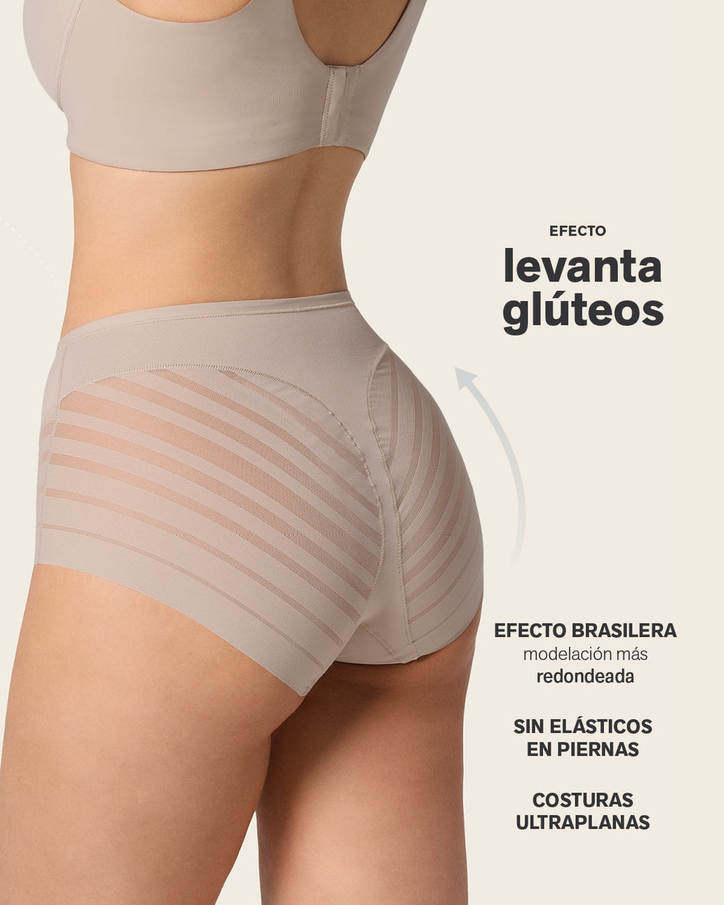 High Profile Bra + Stripe Undetectable Panty in Nude