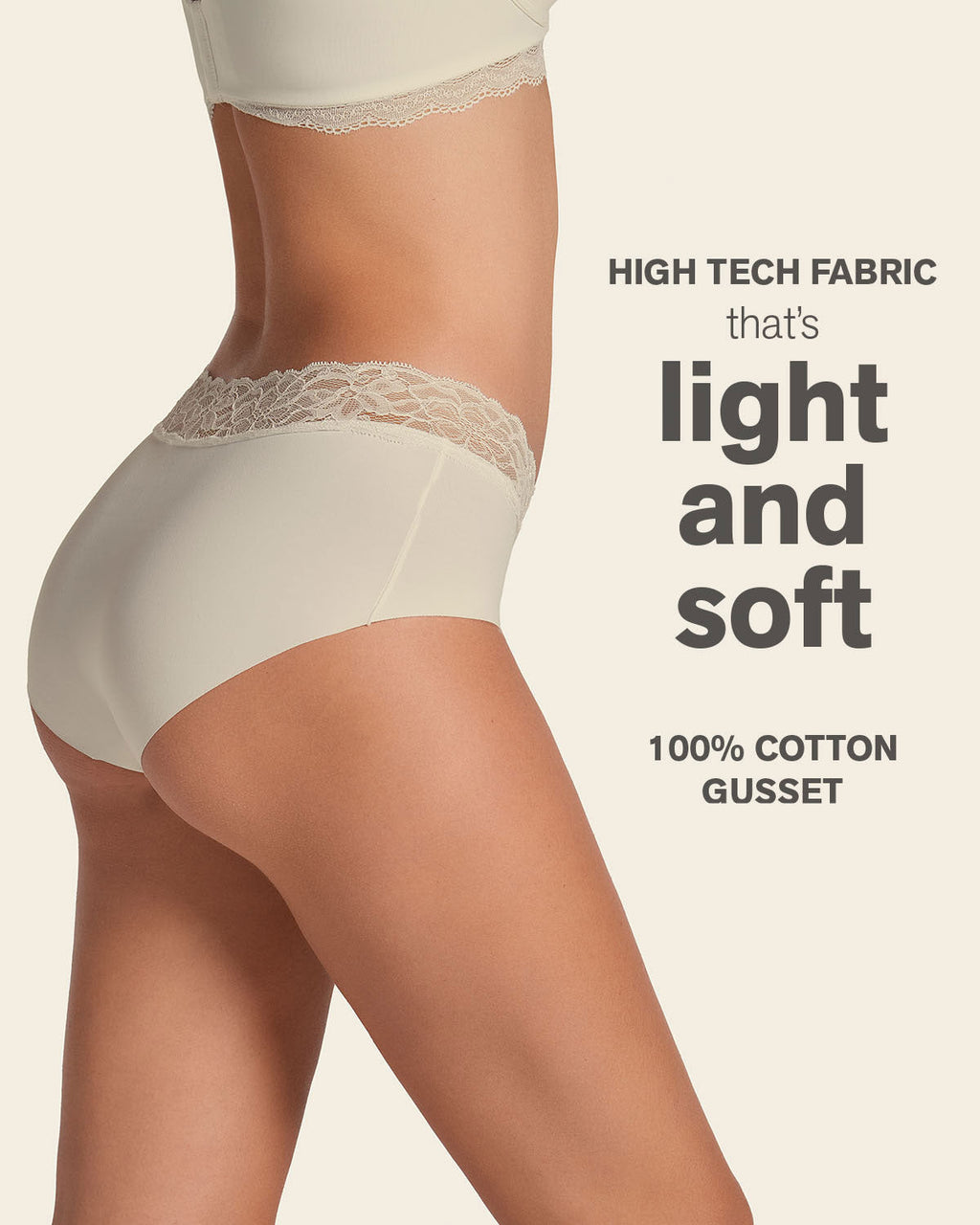 Ultra Light Lace Trim Hipster Panty
