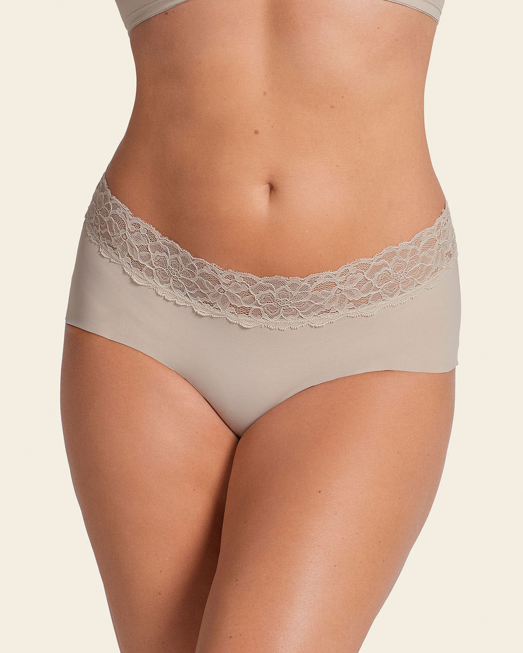 Lace Profile Bra & Ultra Light Lace Panty in Nude