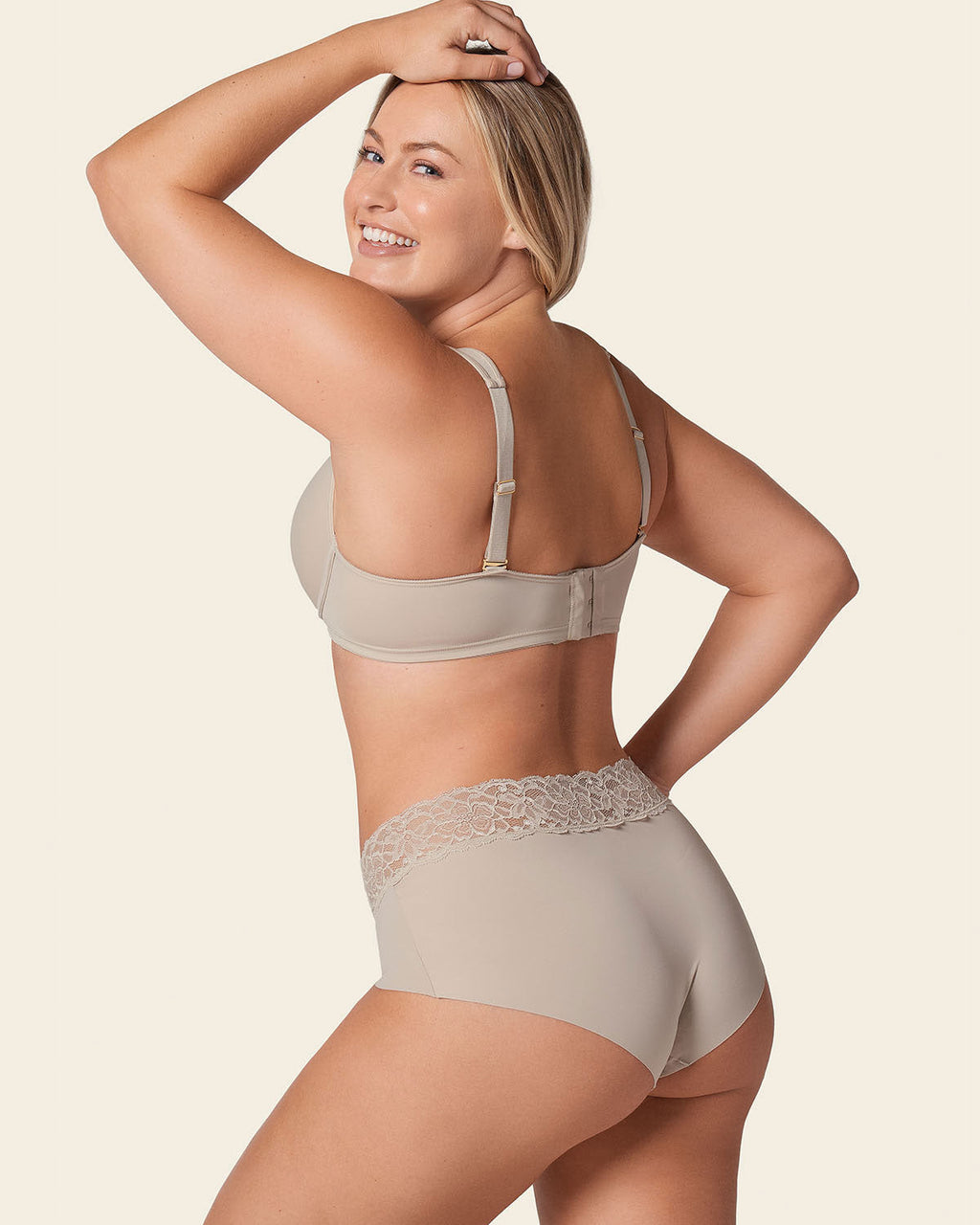 Lace Profile Bra & Ultra Light Lace Panty in Nude