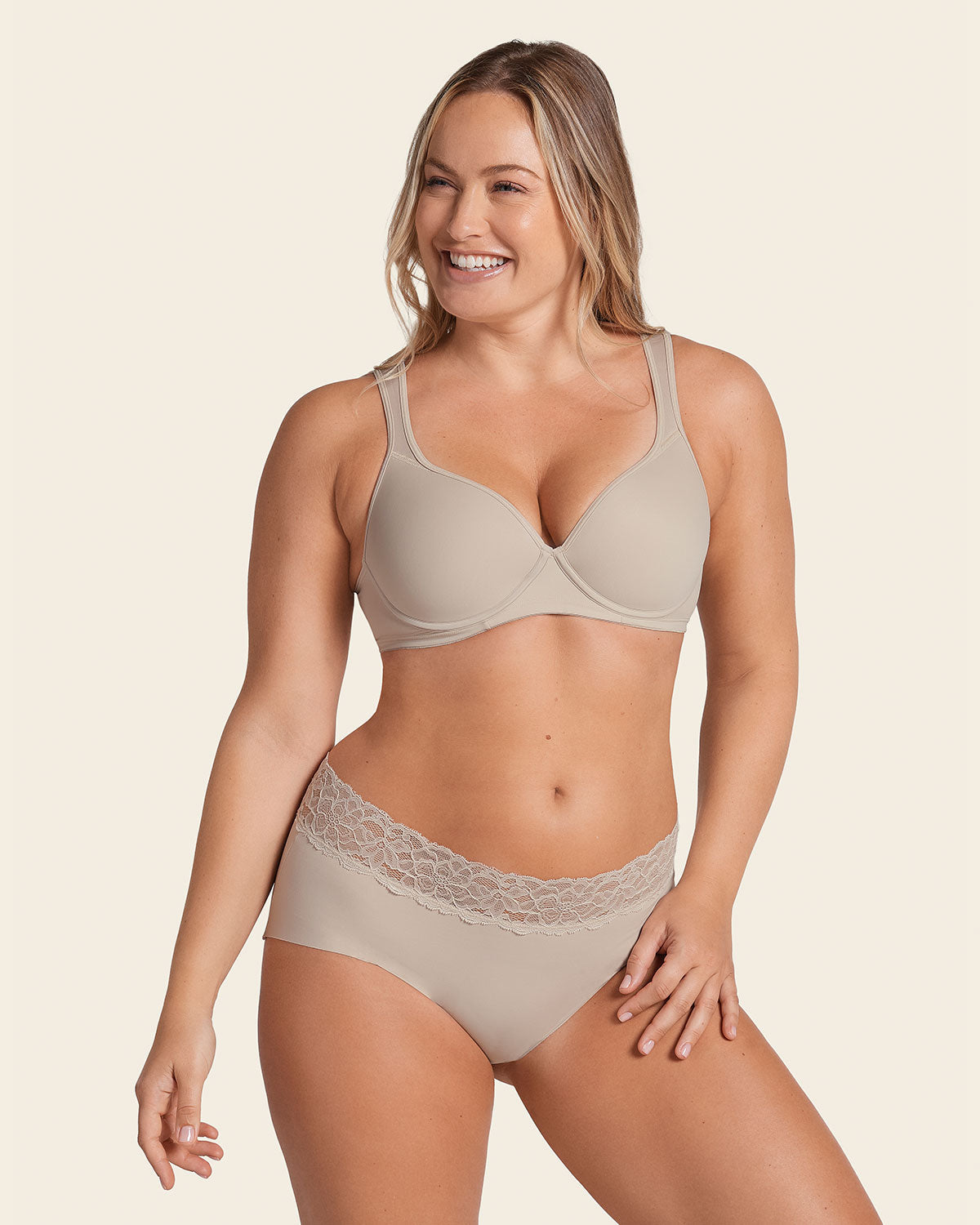 Lace Profile Bra & Ultra Light Lace Panty in Nude