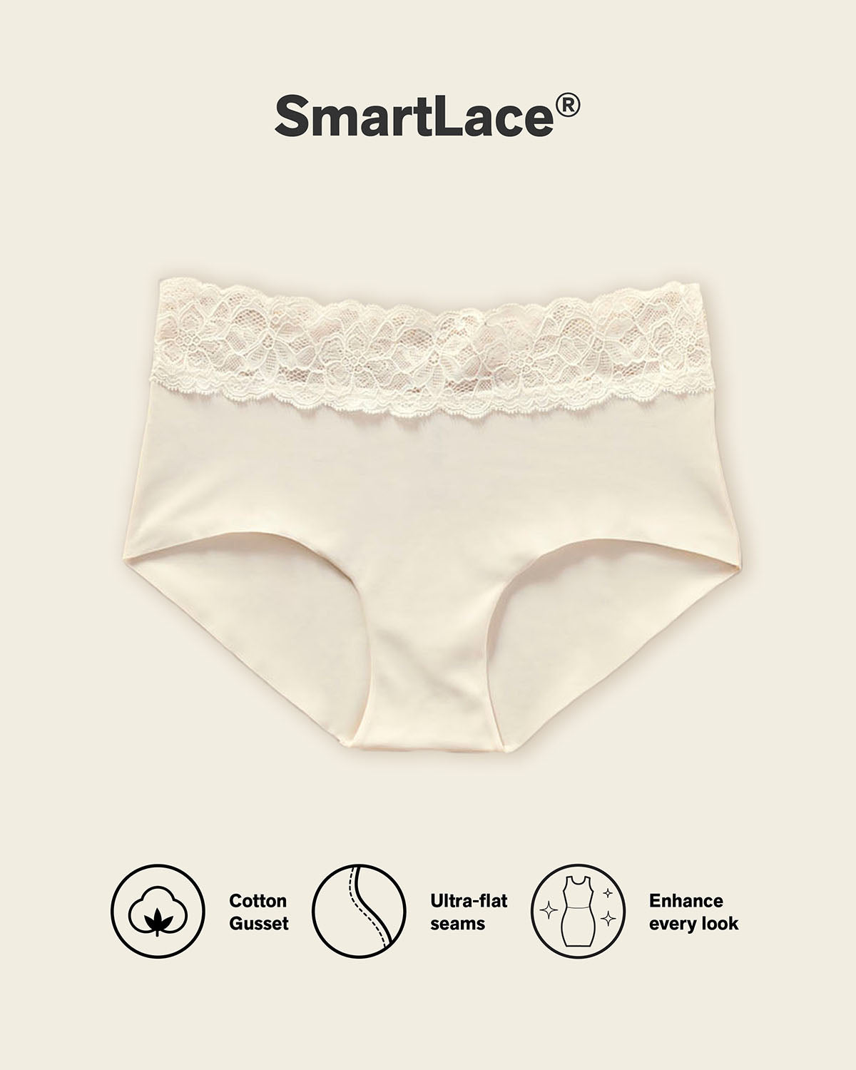 Ultra Light Lace Trim Hipster Panty
