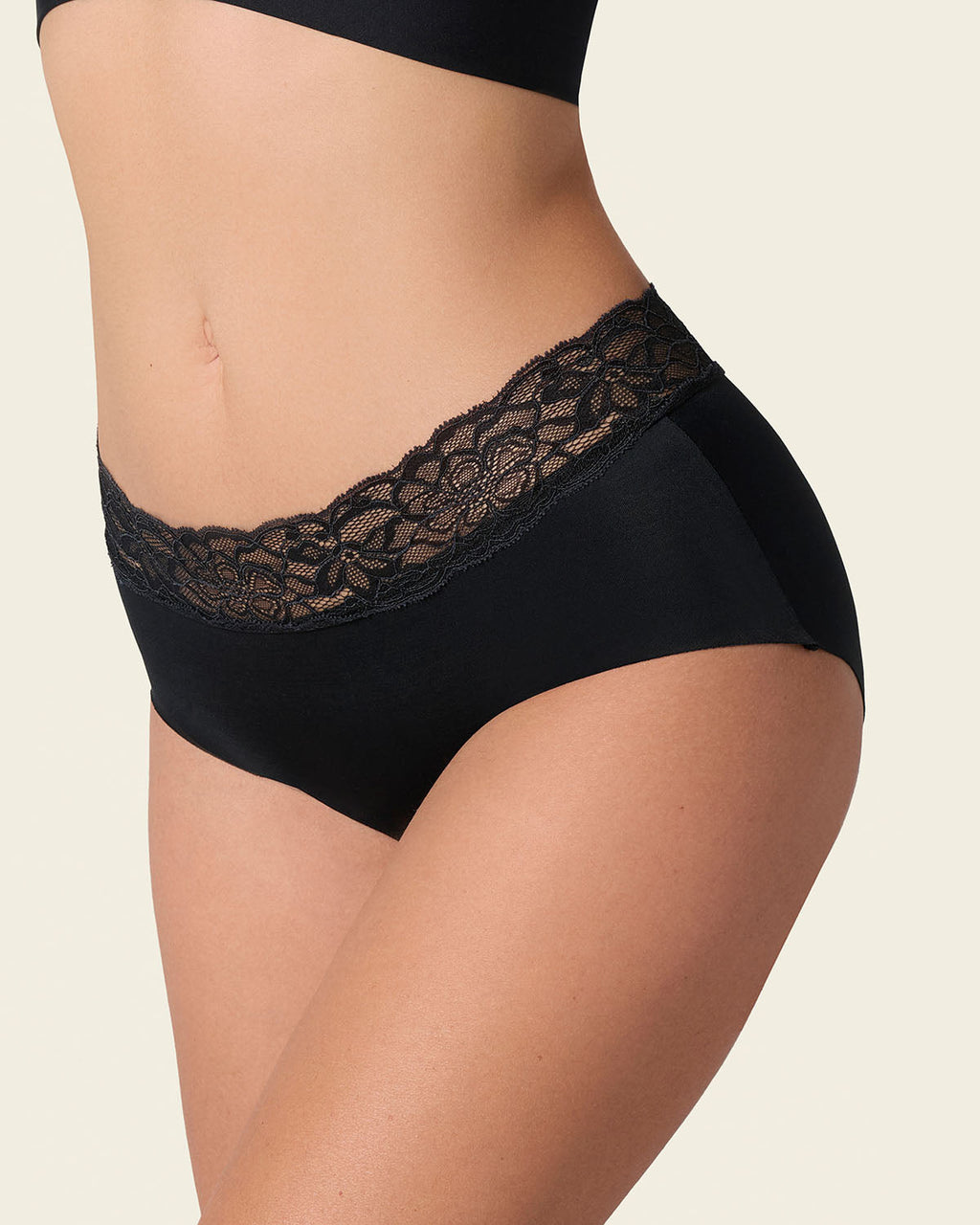 Lace Profile Bra & Ultra Light Lace Panty in Black
