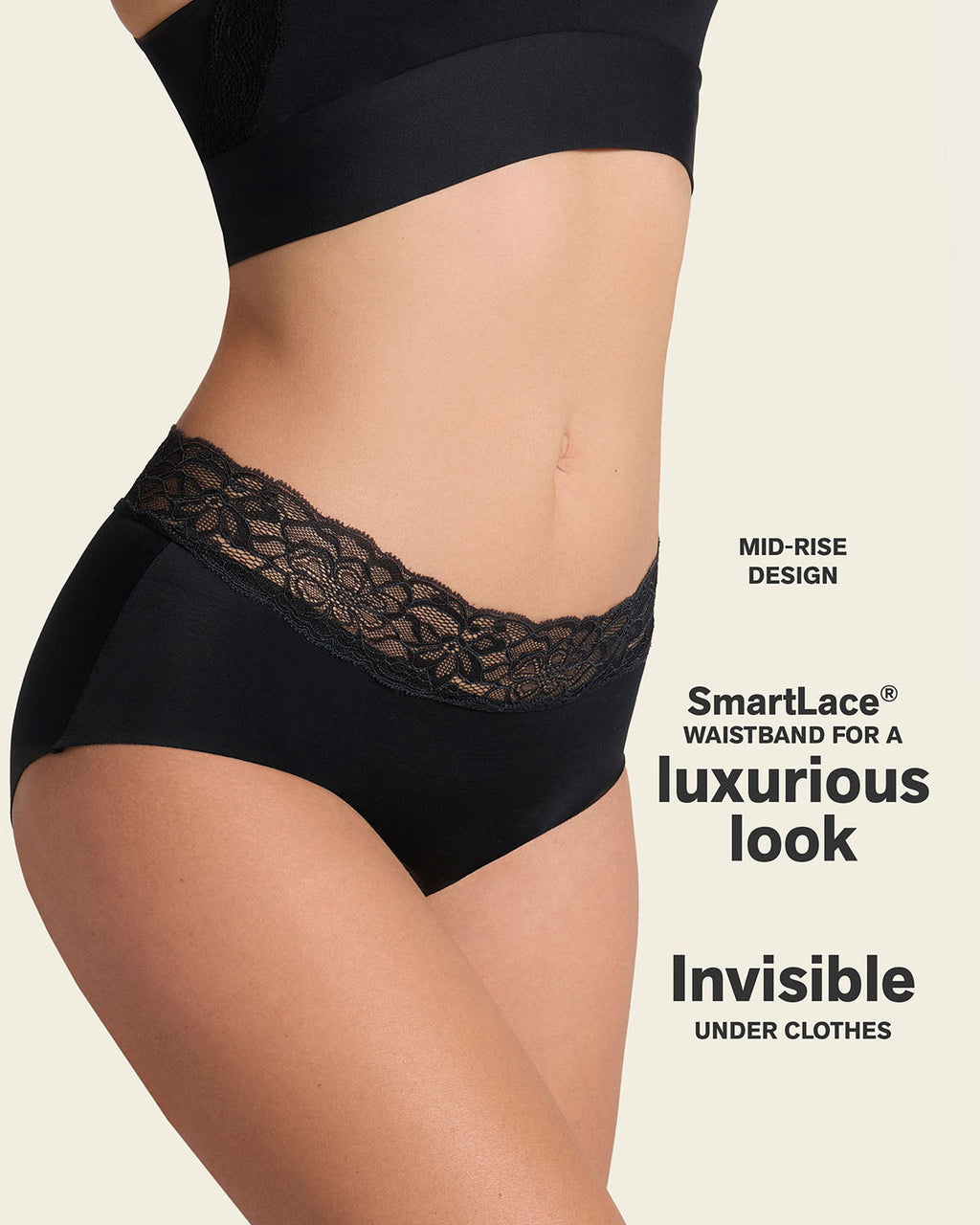 Lace Profile Bra & Ultra Light Lace Panty in Black