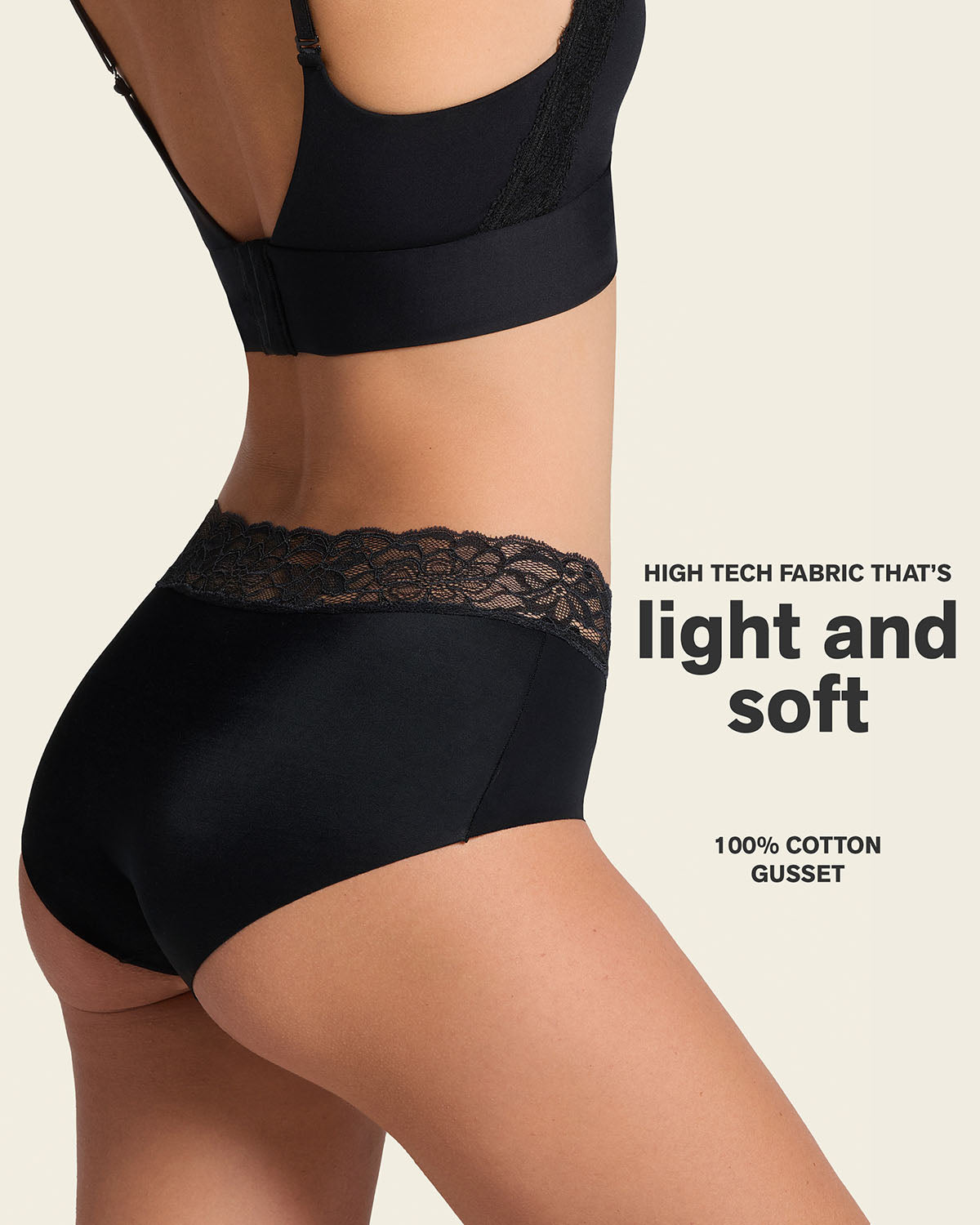 Lace Profile Bra & Ultra Light Lace Panty in Black