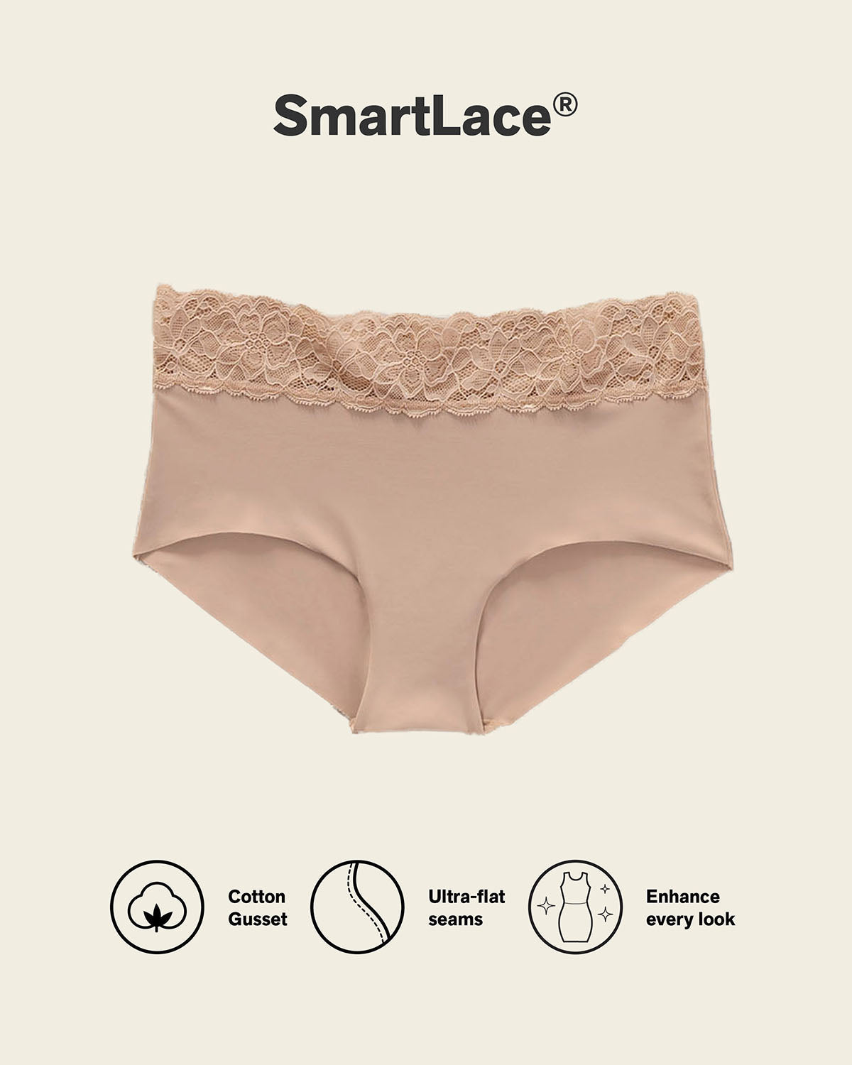 Ultra Light Lace Trim Hipster Panty