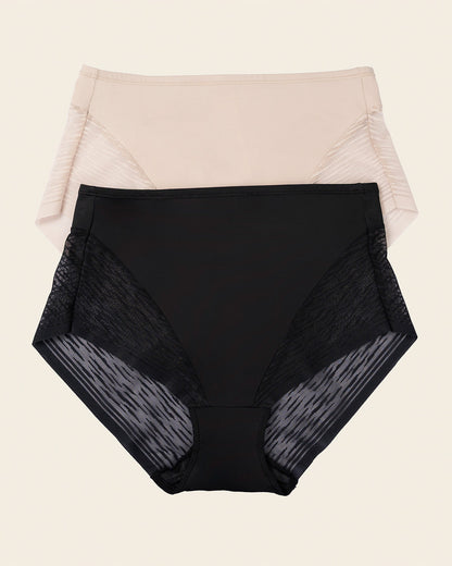 2-Pack Sheer Undetectable High-Waisted Lace Panties
