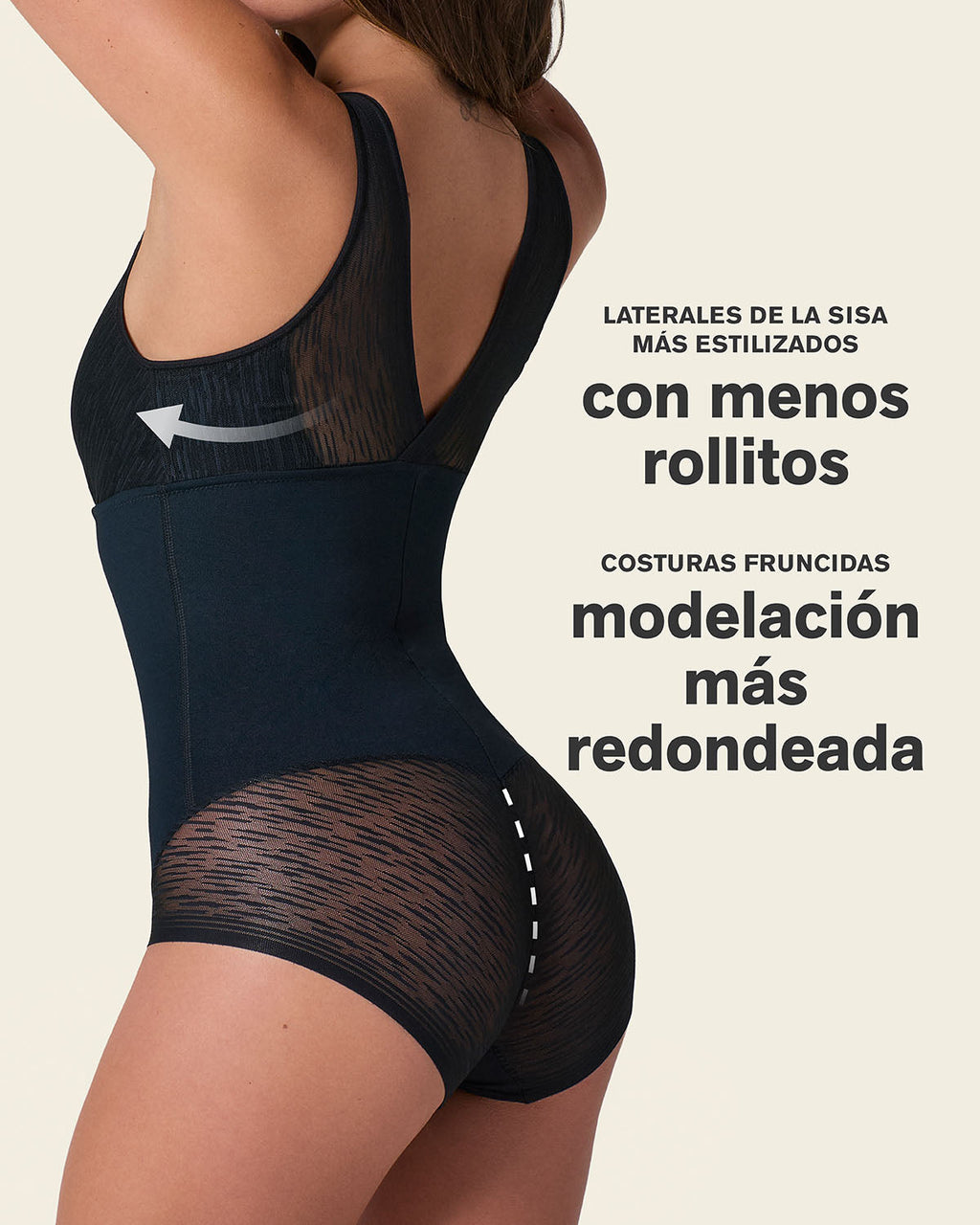 Sheer Stripe Detail Sculpting Bodysuit