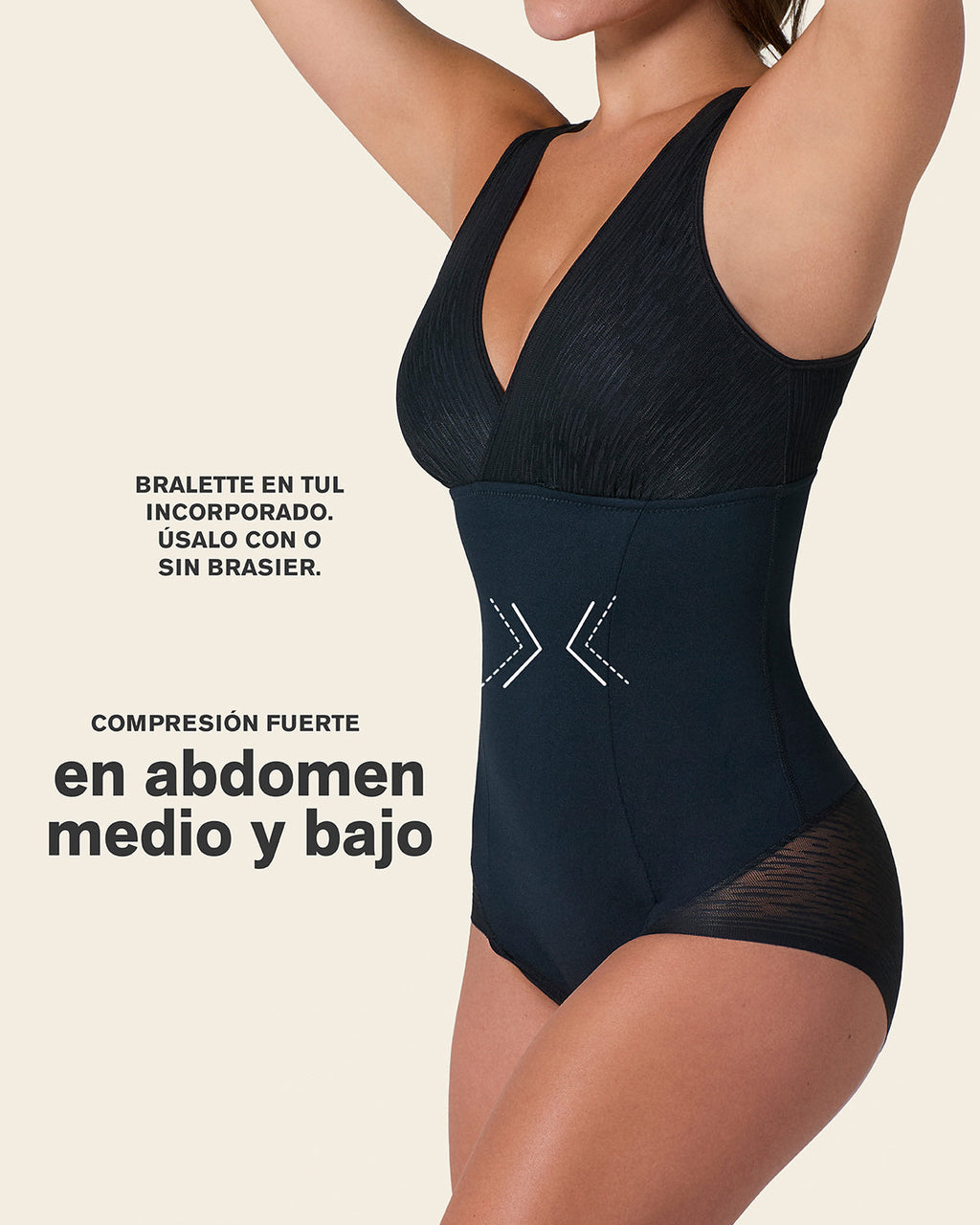 Sheer Stripe Detail Sculpting Bodysuit