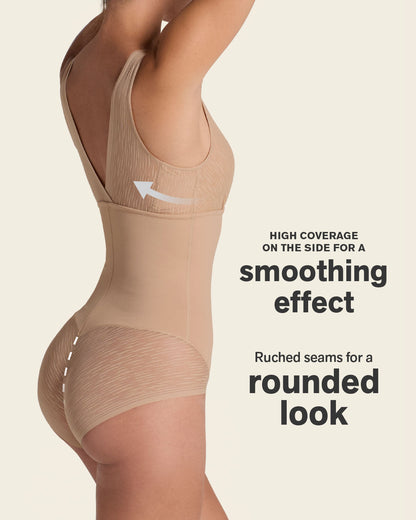 Sheer Stripe Detail Sculpting Bodysuit