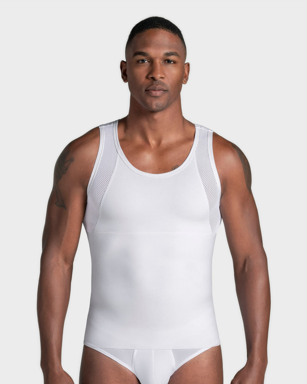 3-Pack of Stretch Cotton Moderate Compression Shaper Tanks with Mesh Cutouts