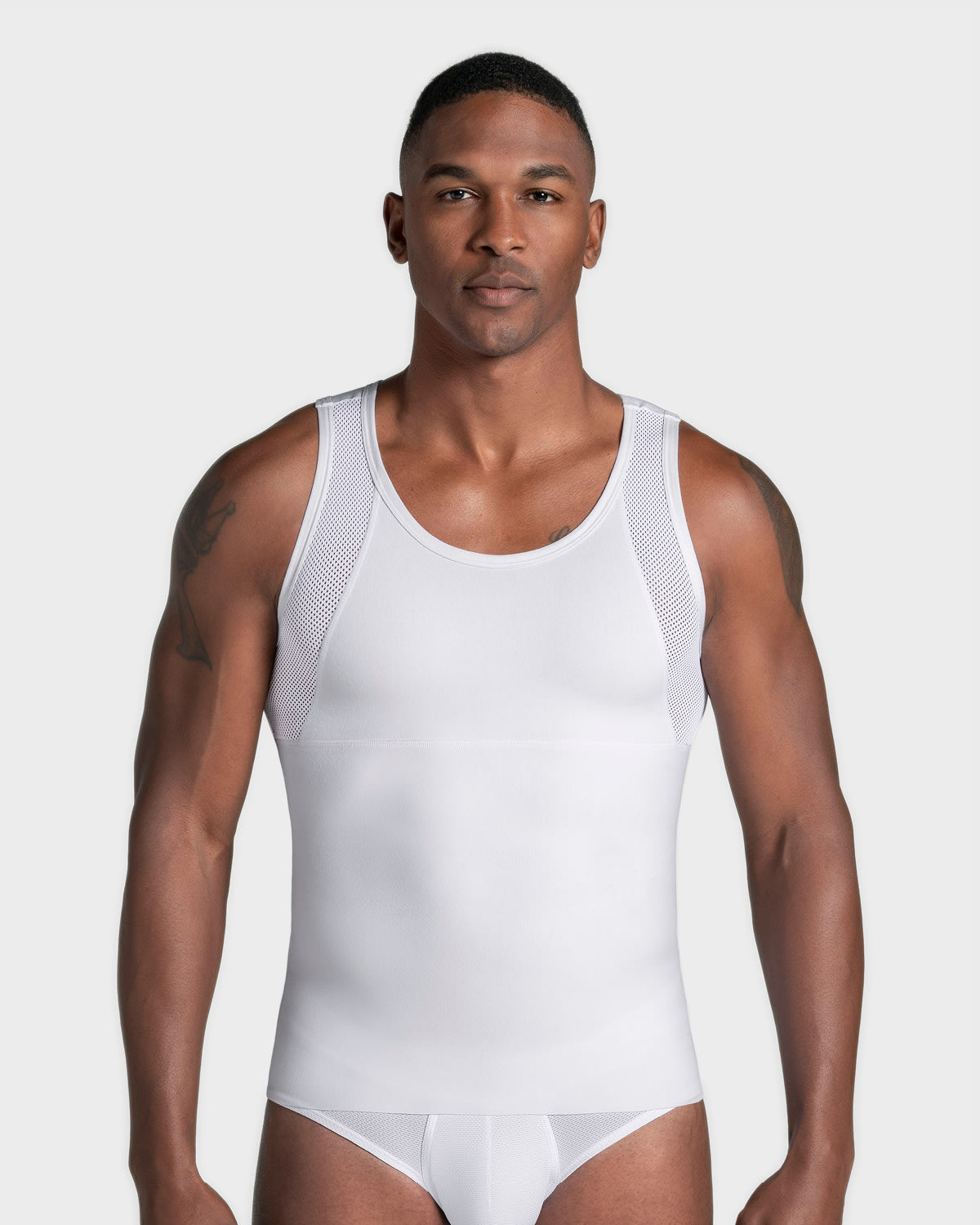 3-Pack of Stretch Cotton Moderate Compression Shaper Tanks with Mesh Cutouts