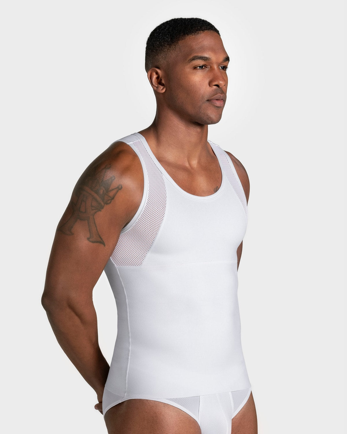 3-Pack of Stretch Cotton Moderate Compression Shaper Tanks with Mesh Cutouts