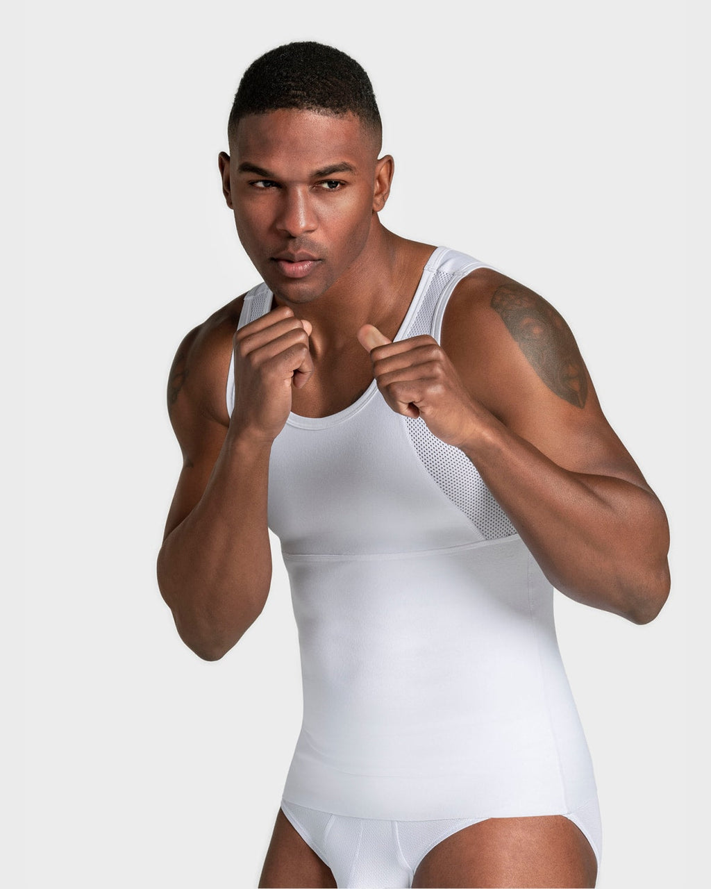 3-Pack of Stretch Cotton Moderate Compression Shaper Tanks with Mesh Cutouts
