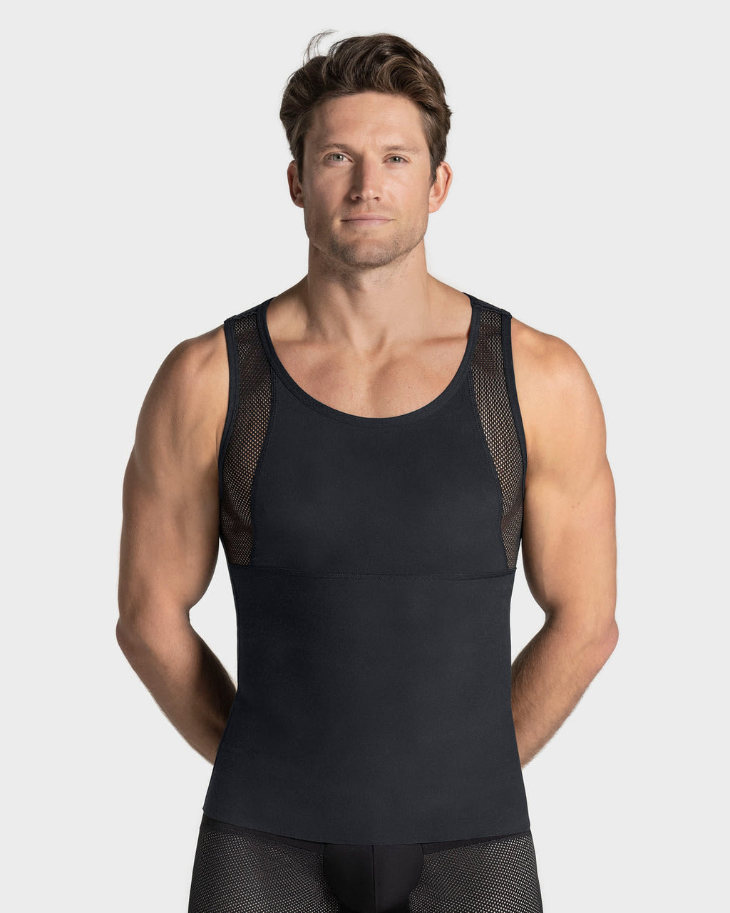 3-Pack of Stretch Cotton Moderate Compression Shaper Tanks with Mesh Cutouts