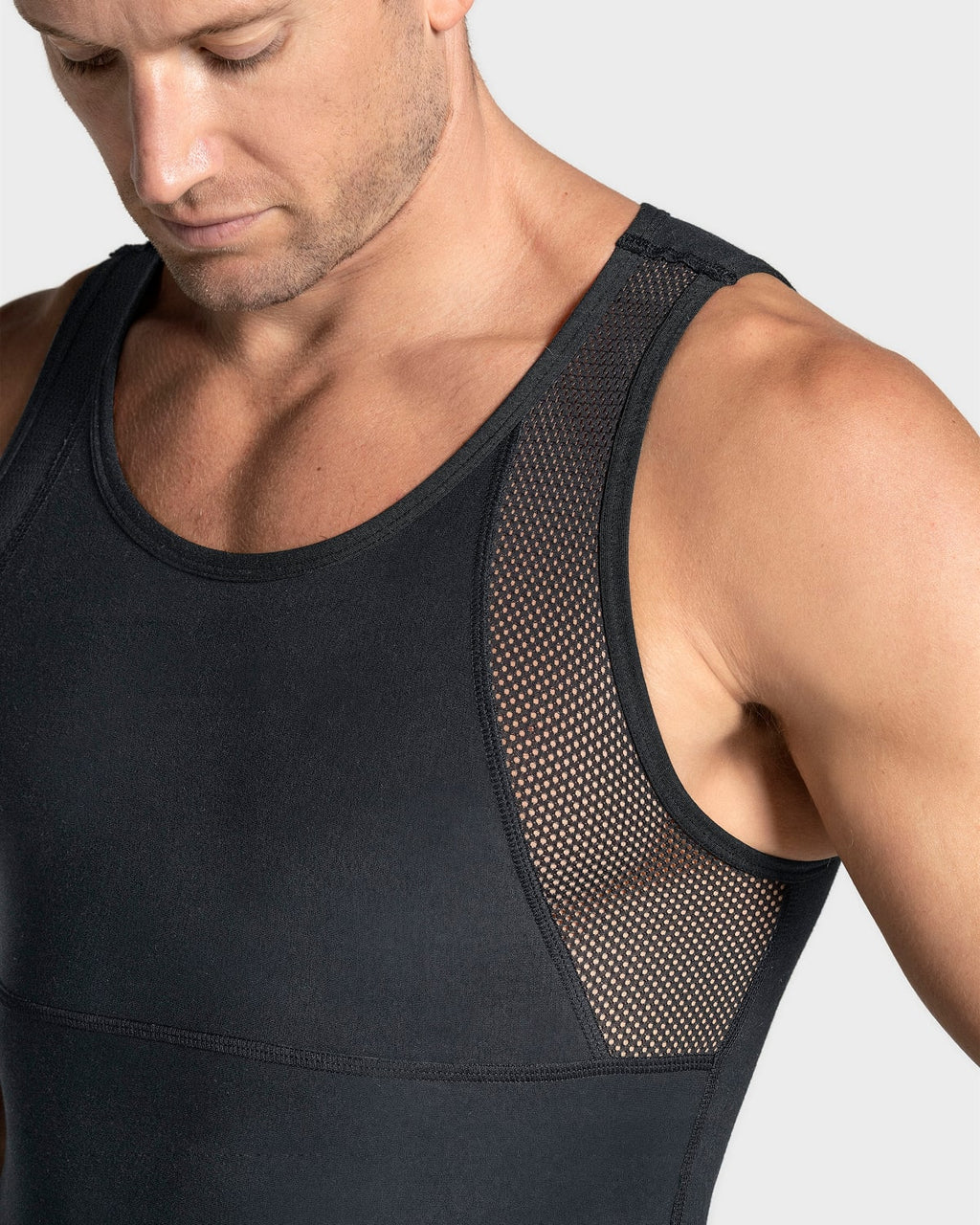 4-Pack of Stretch Cotton Moderate Compression Shaper Tanks with Mesh Cutouts