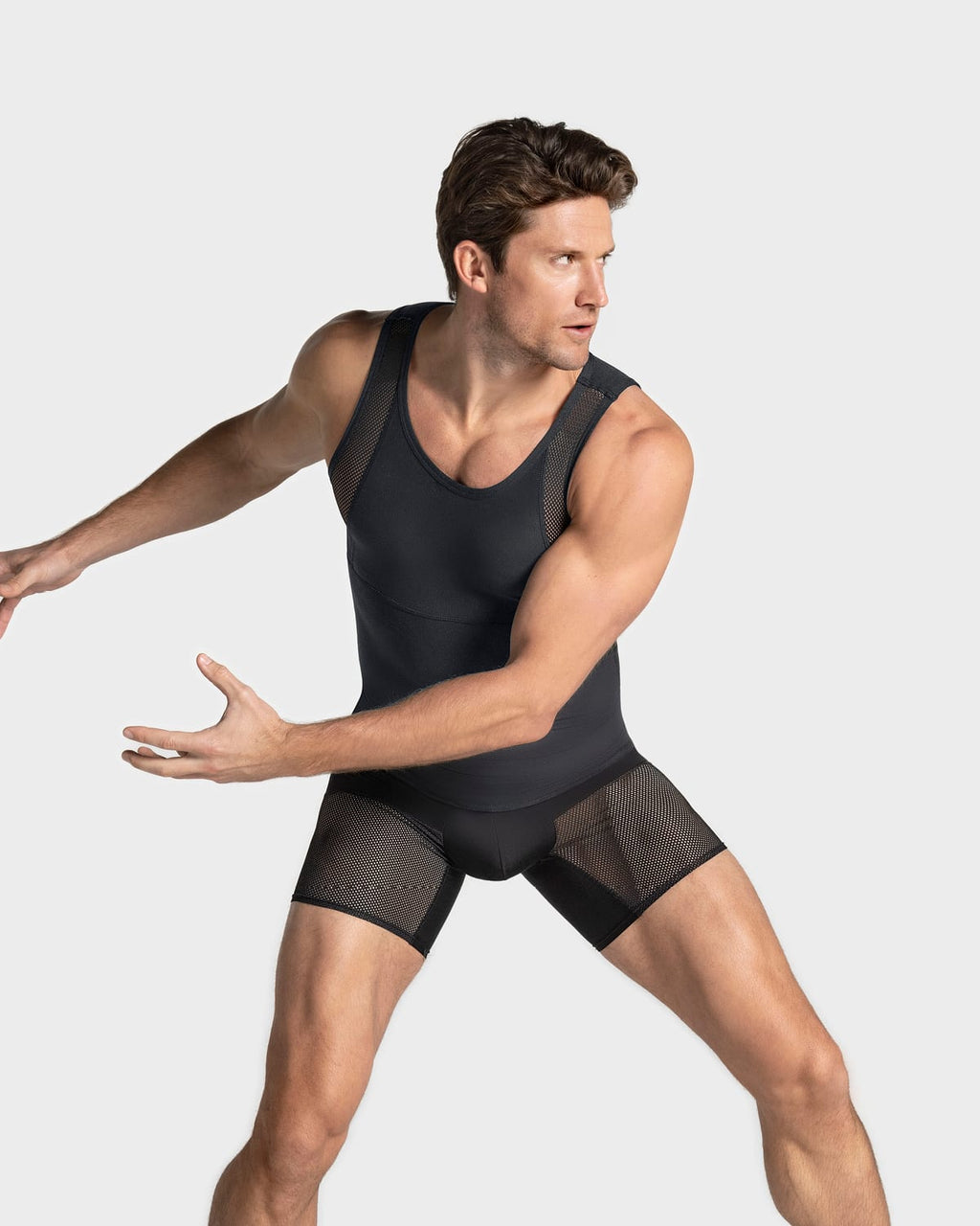 3-Pack of Stretch Cotton Moderate Compression Shaper Tanks with Mesh Cutouts