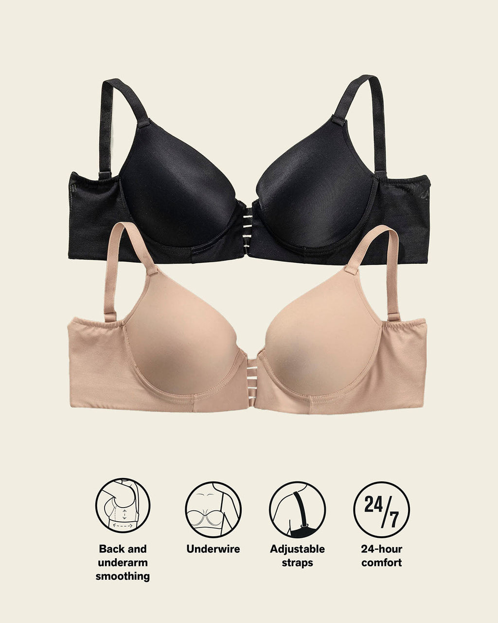 Memory Foam Push-Up Underwire Bustier Bra with Strappy Front