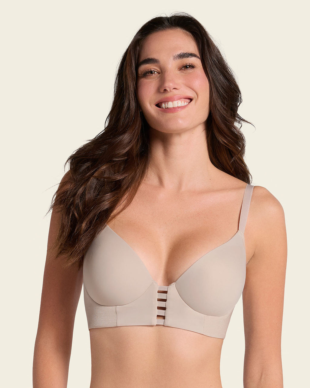 Memory Foam Push-Up Underwire Bustier Bra with Strappy Front