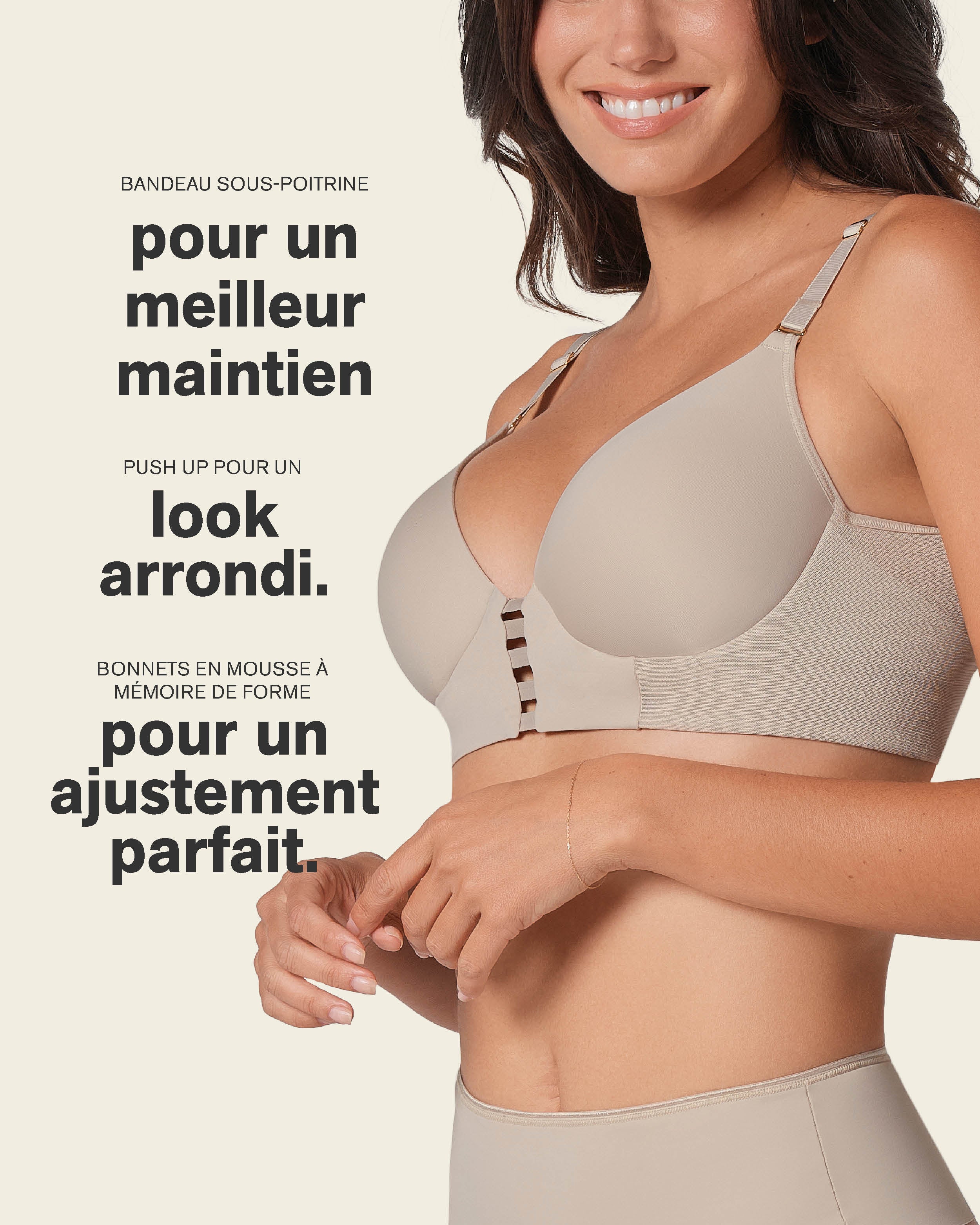 Memory Foam Push-Up Underwire Bustier Bra with Strappy Front