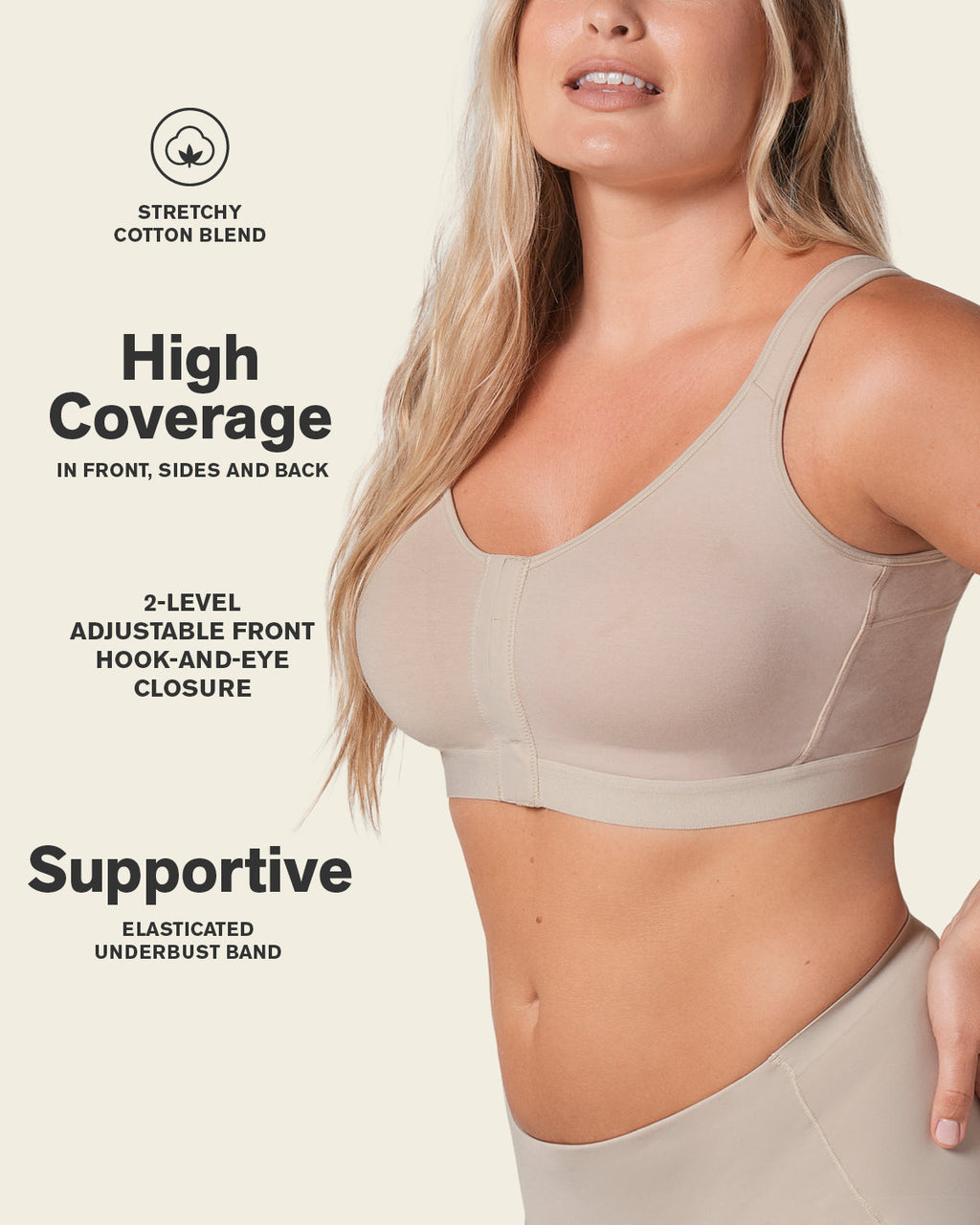 Stretch Cotton Wireless Posture Corrector Bra