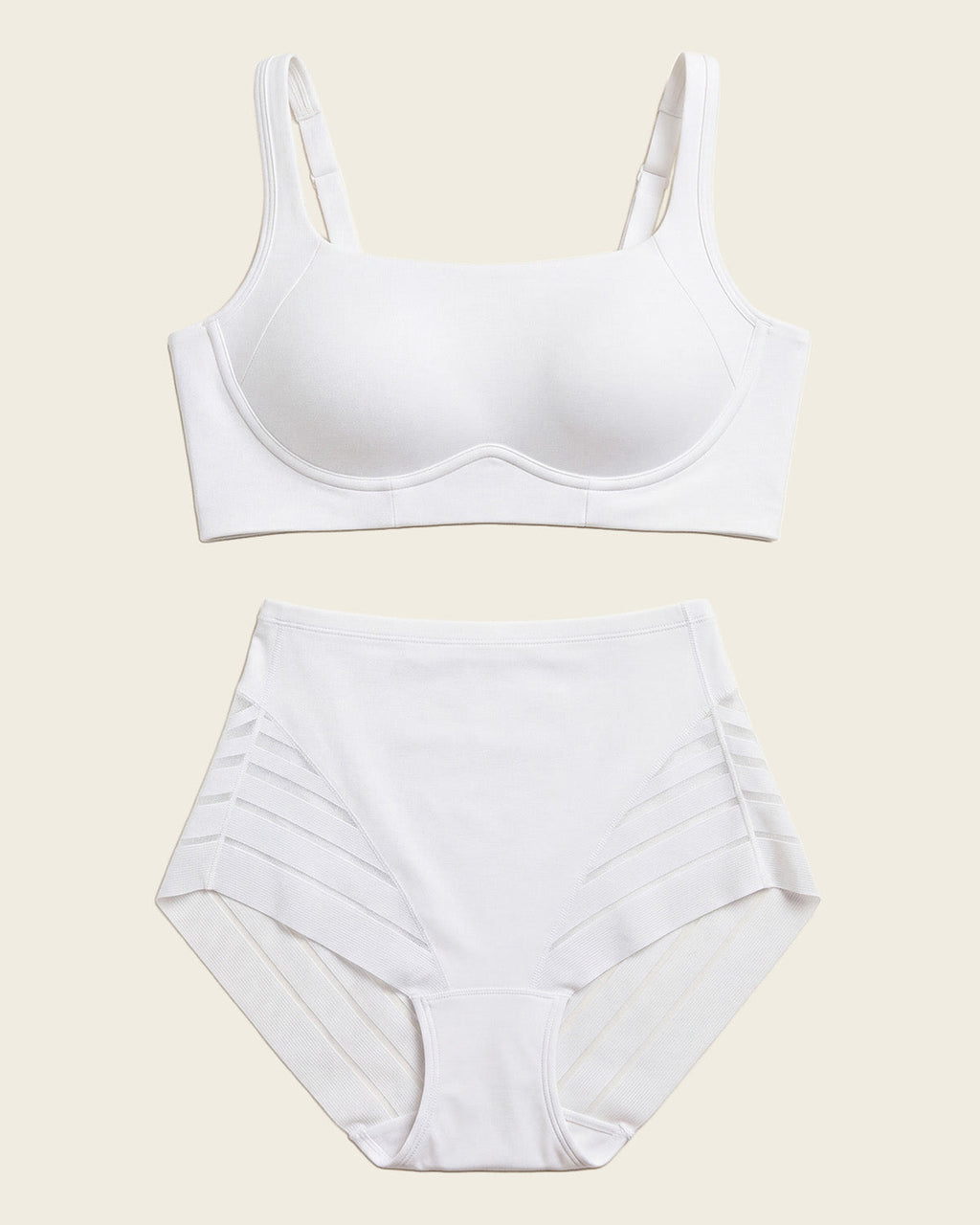 Everyday Bra + Stripe Undetectable Shaper Panty in White