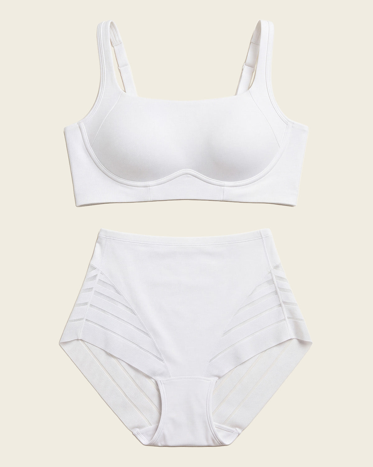 Everyday Bra + Stripe Undetectable Shaper Panty in White