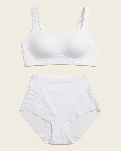 Everyday Bra + Stripe Undetectable Shaper Panty in White