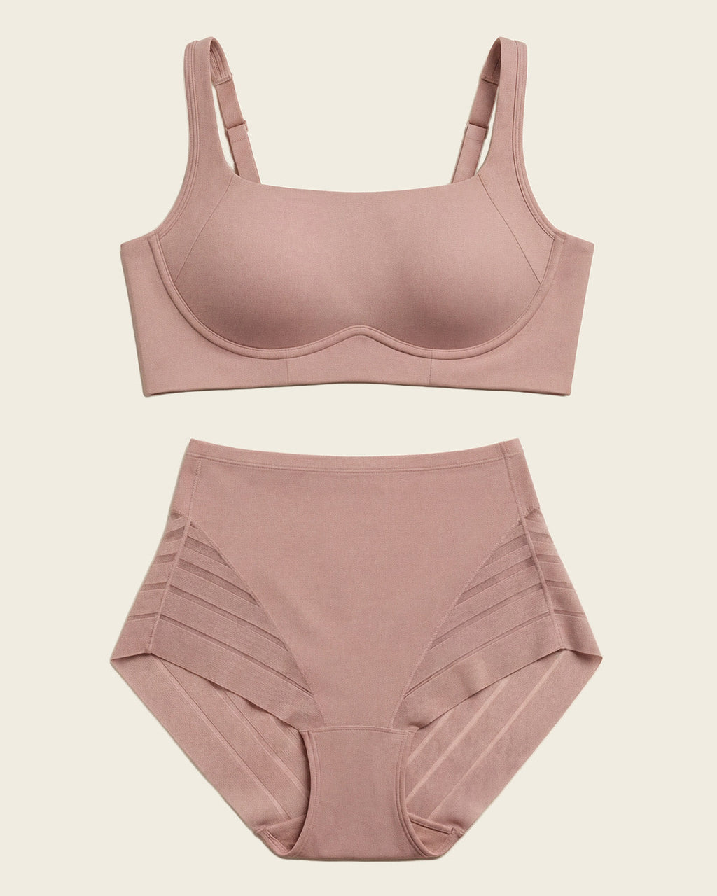 Everyday Bra + Stripe Undetectable Shaper Panty in Rosewood