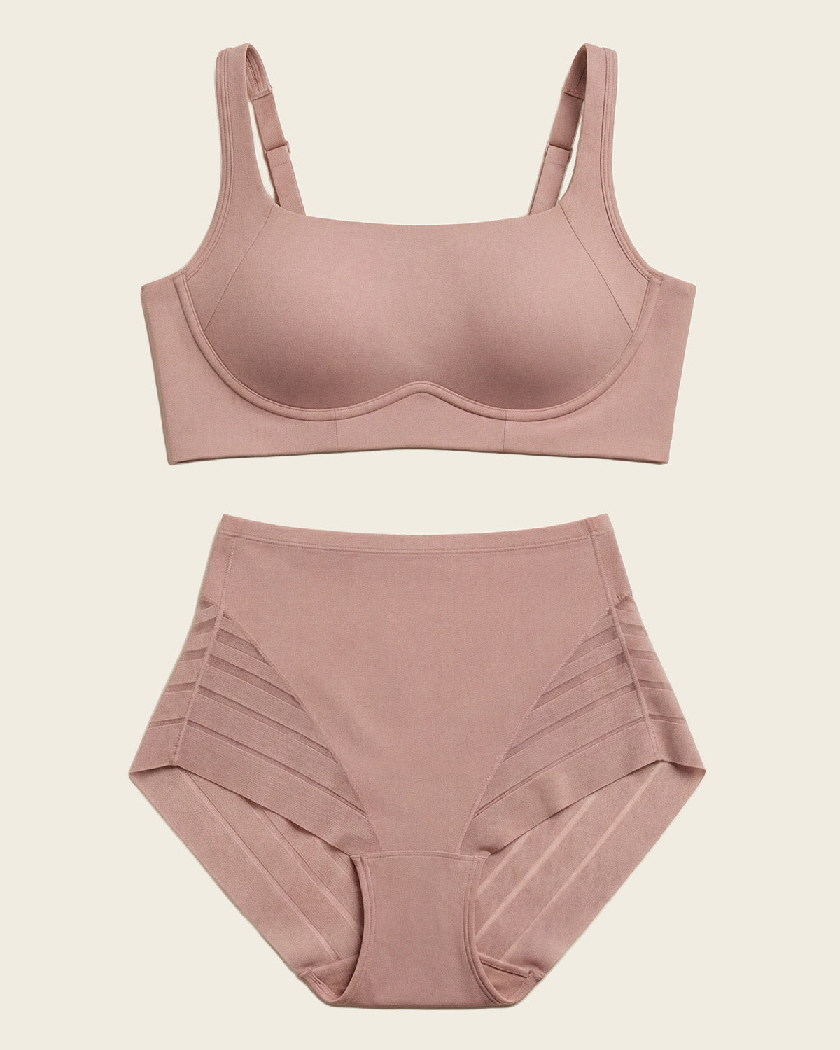Everyday Bra + Stripe Undetectable Shaper Panty in Rosewood