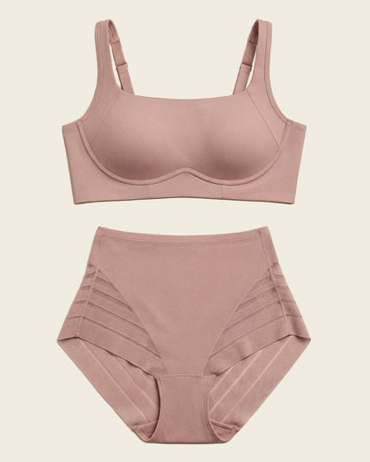 Everyday Bra + Stripe Undetectable Shaper Panty in Rosewood