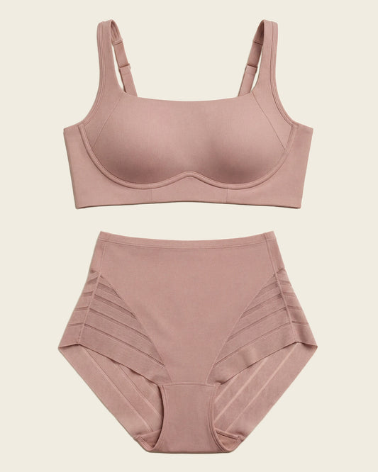 Everyday Bra + Stripe Undetectable Shaper Panty in Rosewood