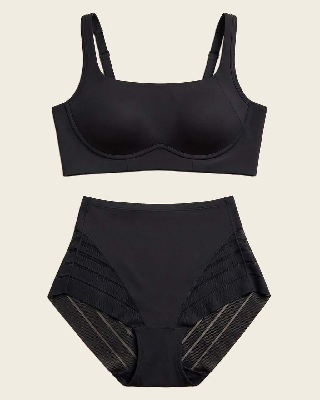 Everyday Bra + Stripe Undetectable Shaper Panty in Black