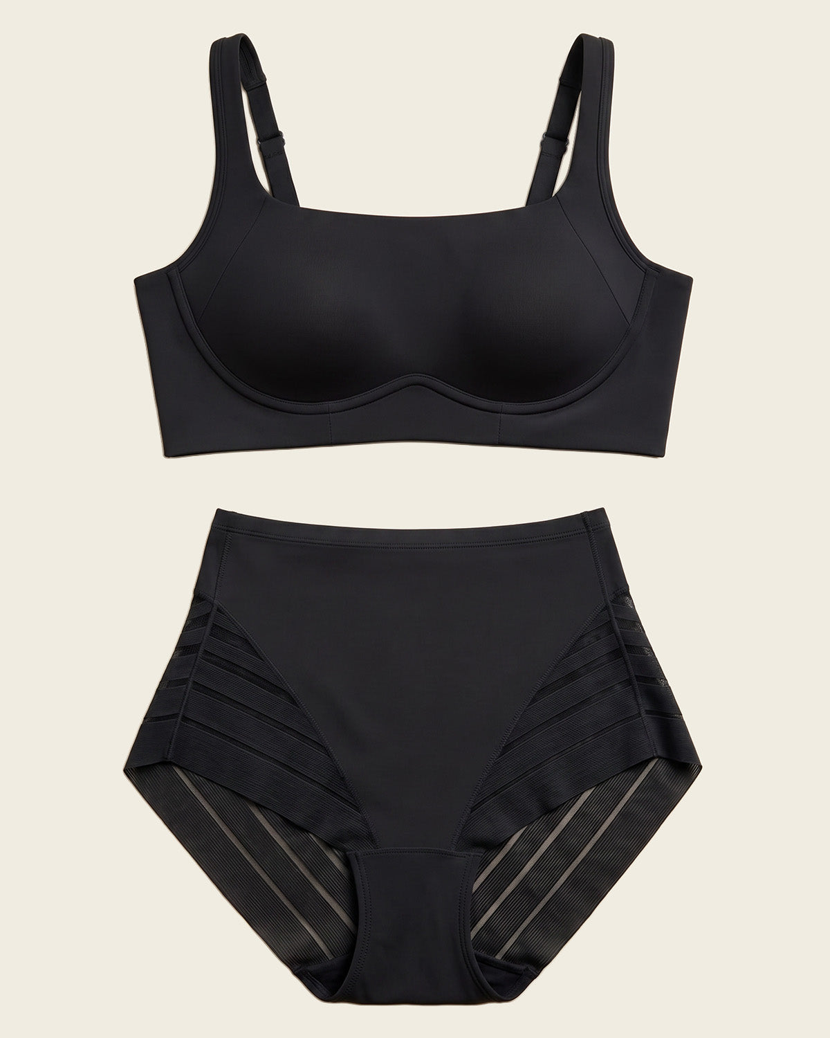 Everyday Bra + Stripe Undetectable Shaper Panty in Black