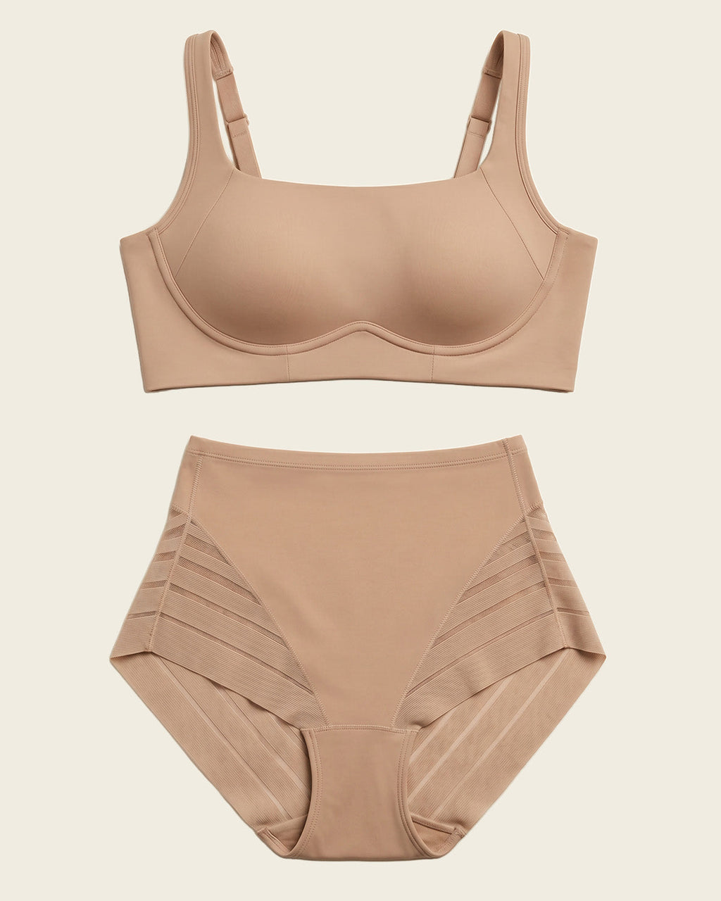 Everyday Bra + Stripe Undetectable Shaper Panty in Golden Beige