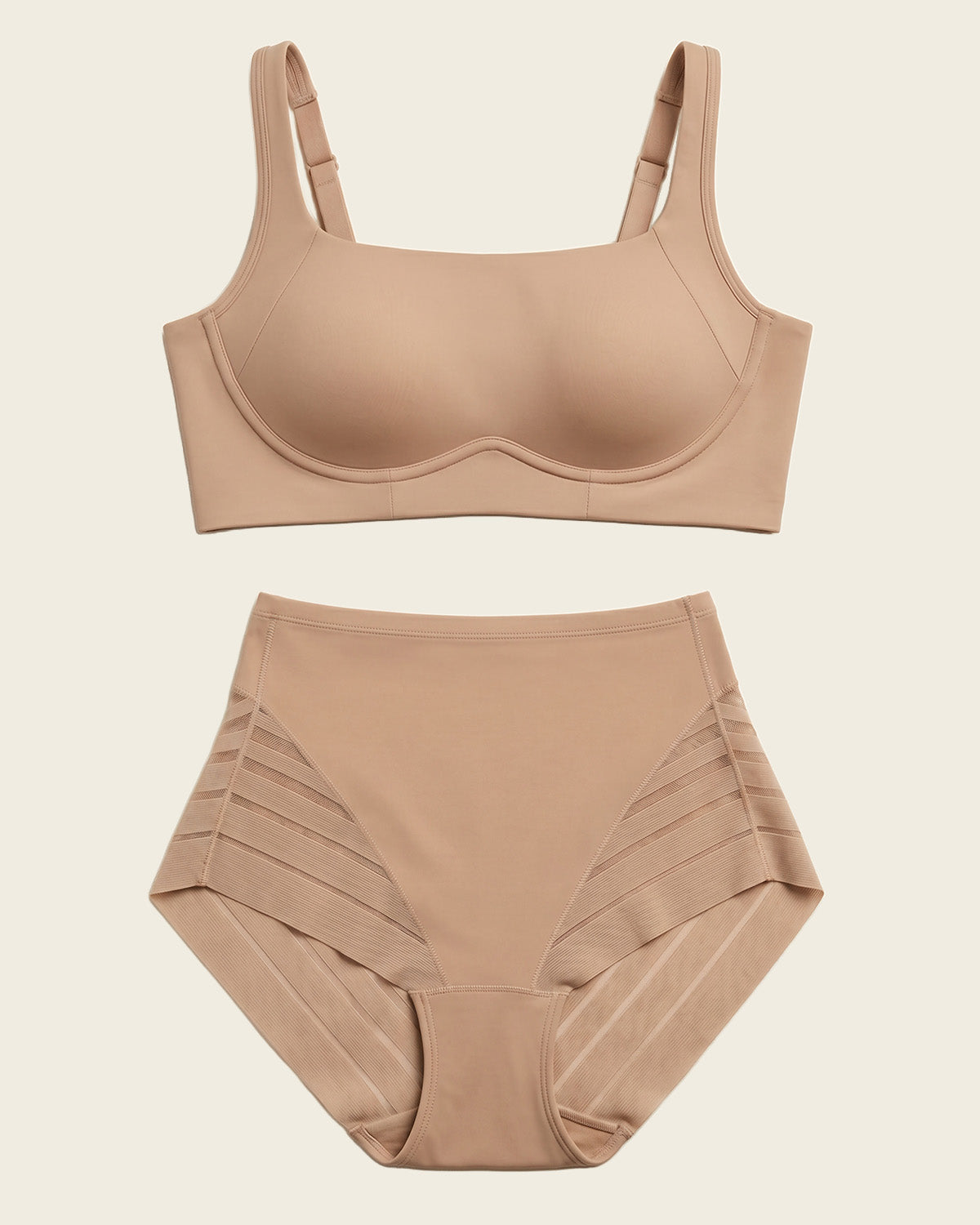 Everyday Bra + Stripe Undetectable Shaper Panty in Golden Beige