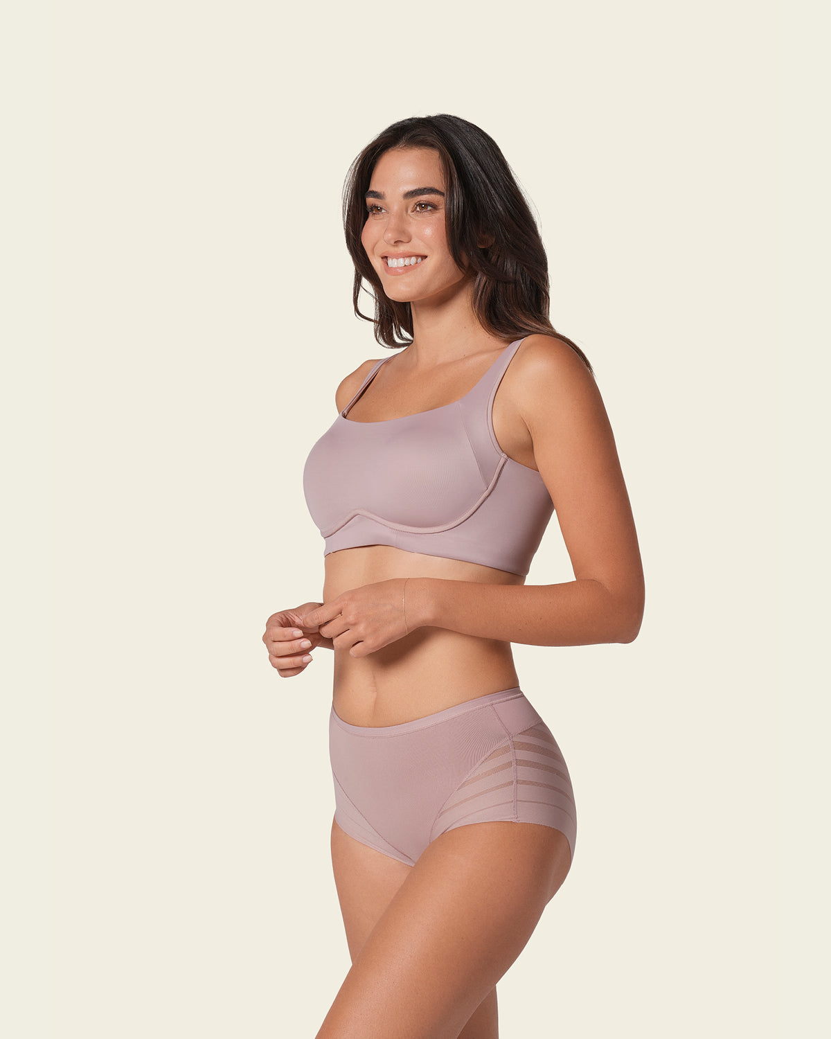 Everyday Bra + Stripe Undetectable Shaper Panty in Rosewood