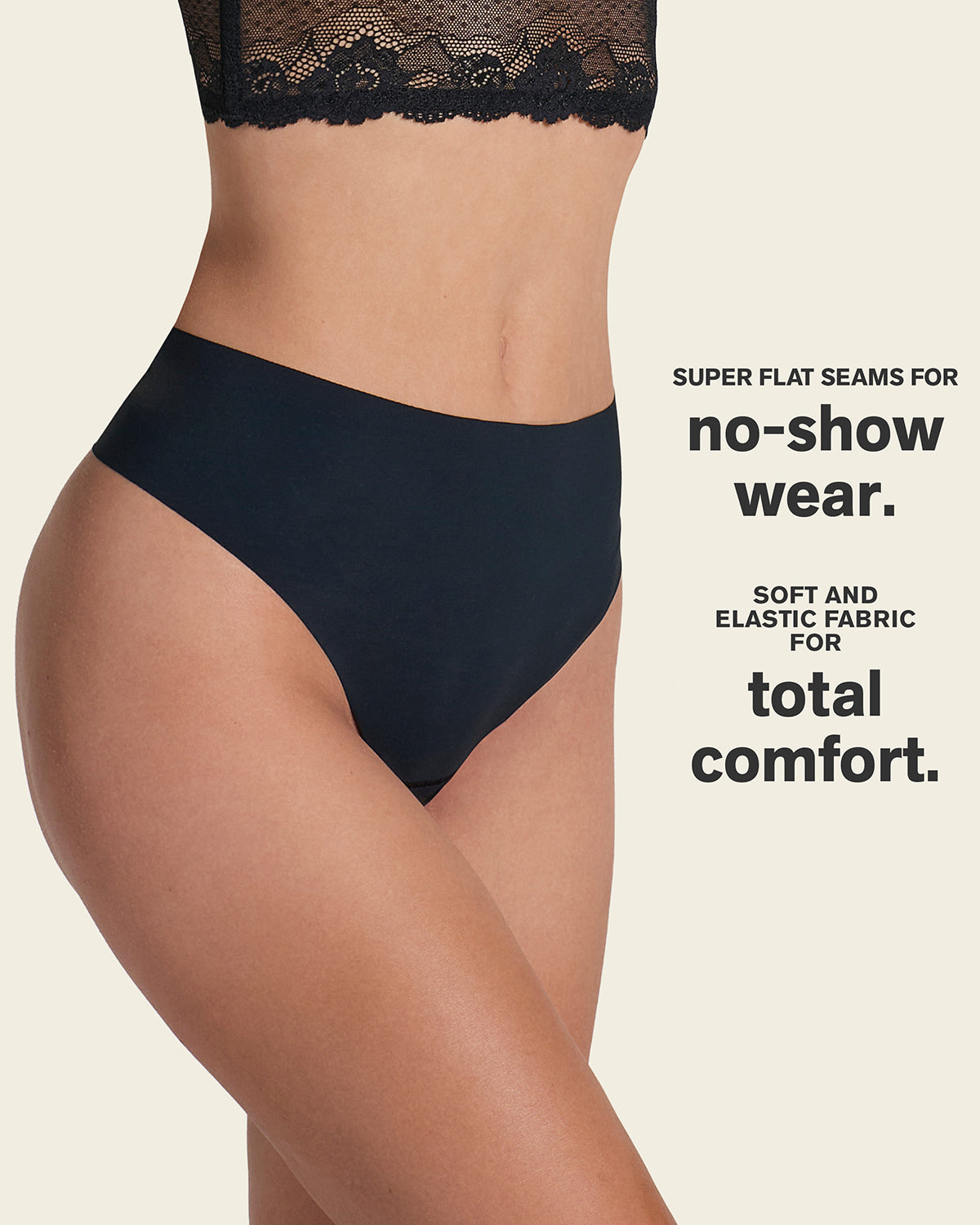 High-Waisted Invisible Microfiber Thong Panty